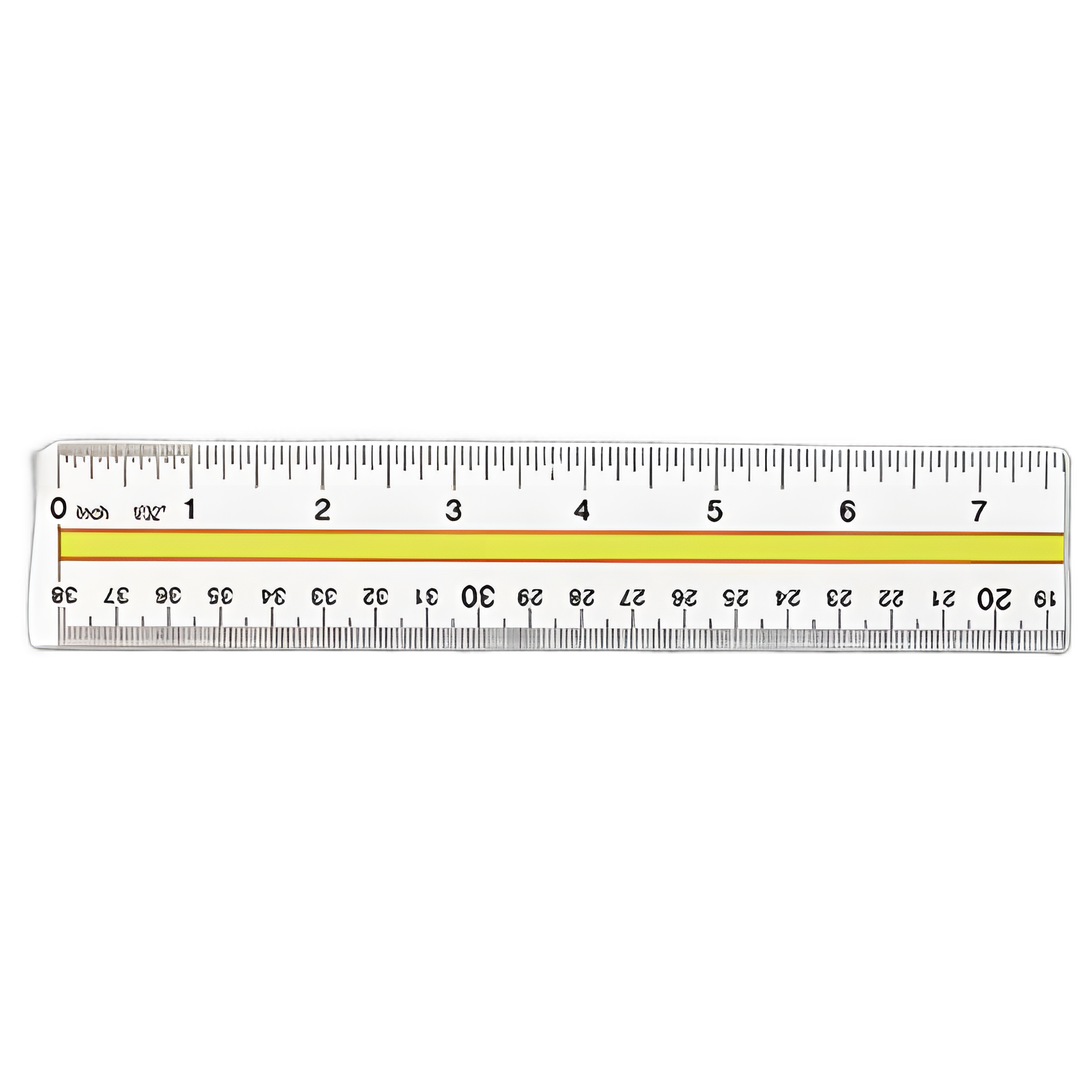 Acrylic Data Highlight Reading Ruler With Tinted Guide, 15" Long, Clear/Yellow