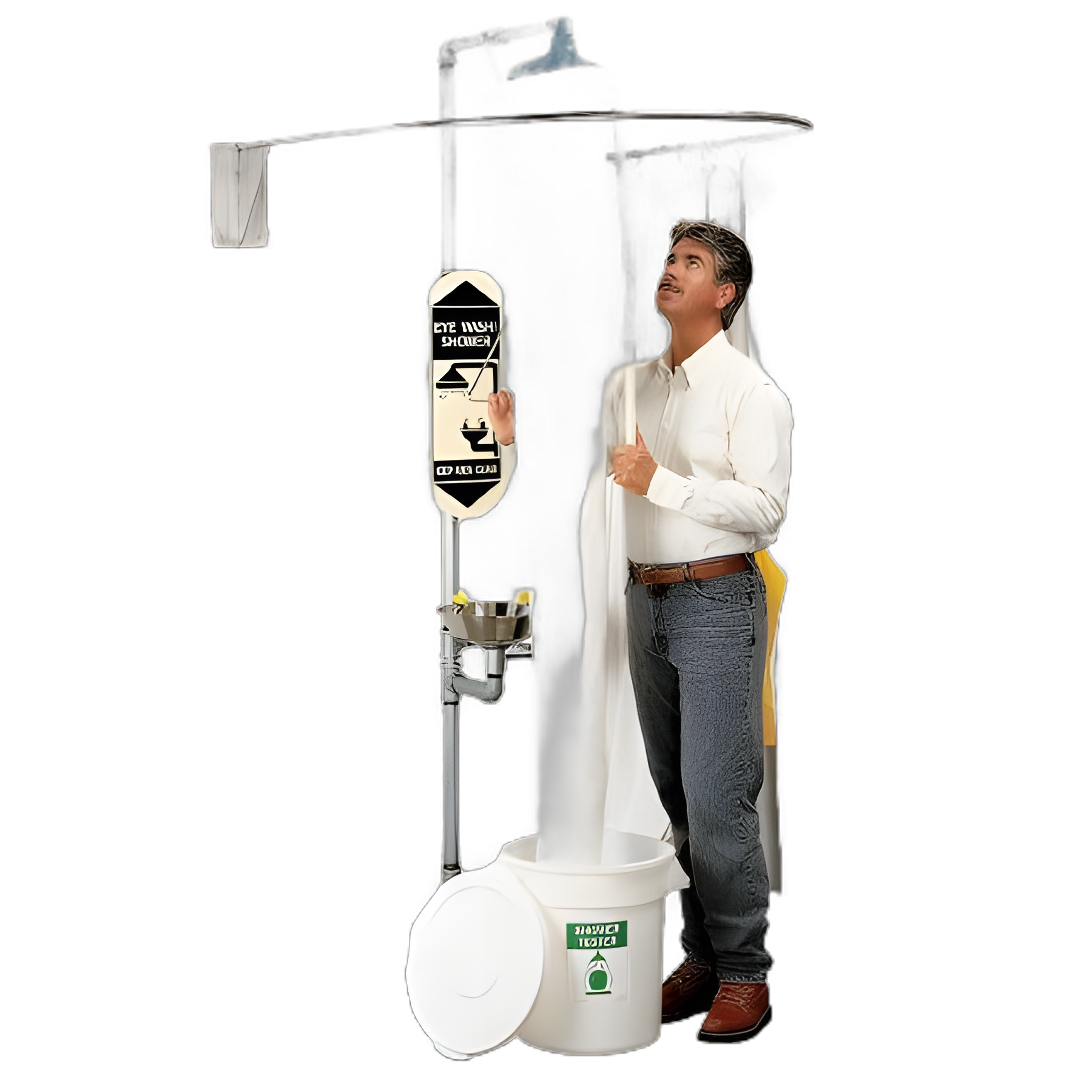Emergency Shower Station Vinyl Tester with Weighted Funnel and Bucket