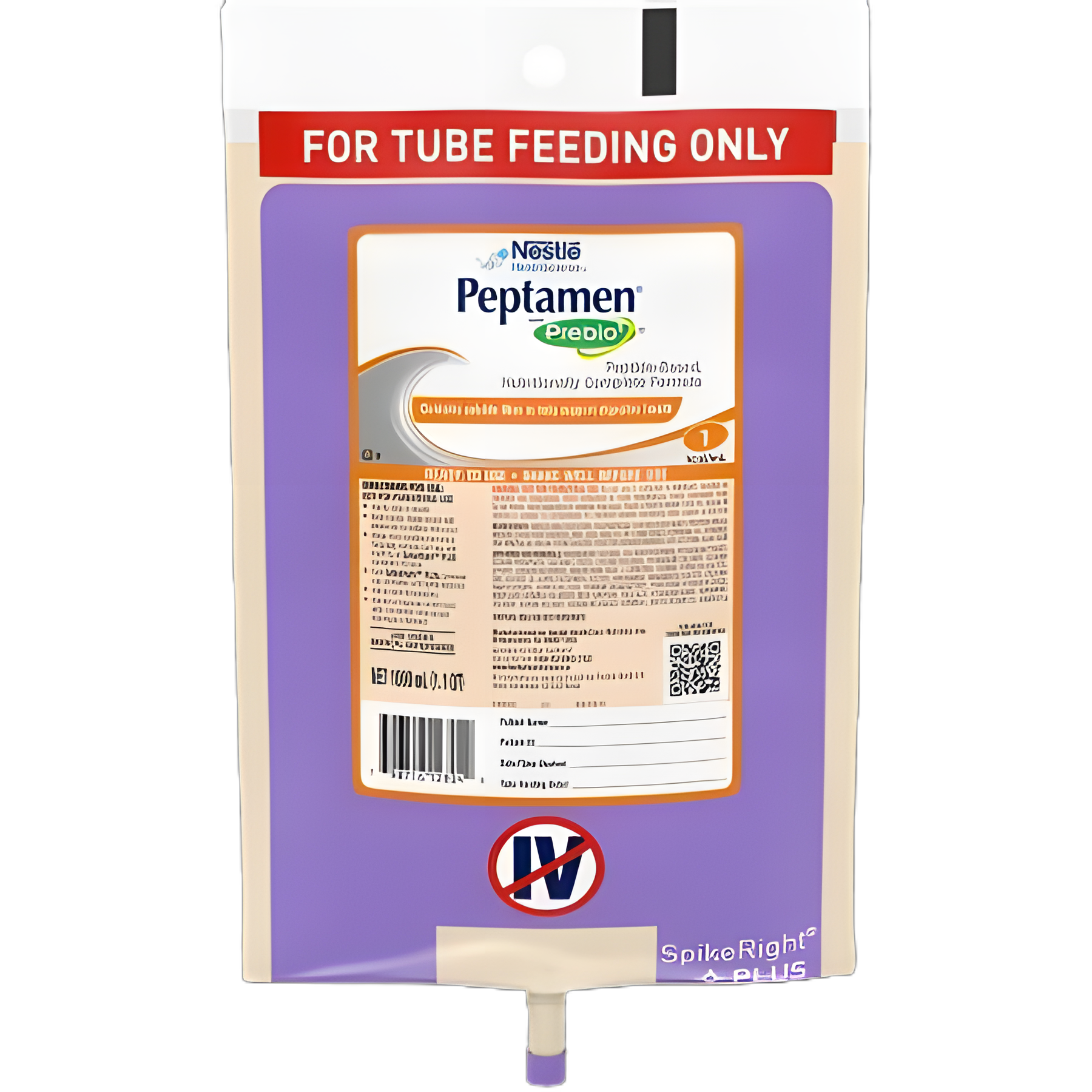 Tube Feeding Formula Peptamen® with Prebio 1™ Unflavored Liquid 1000 mL Ready to Hang Prefilled Container