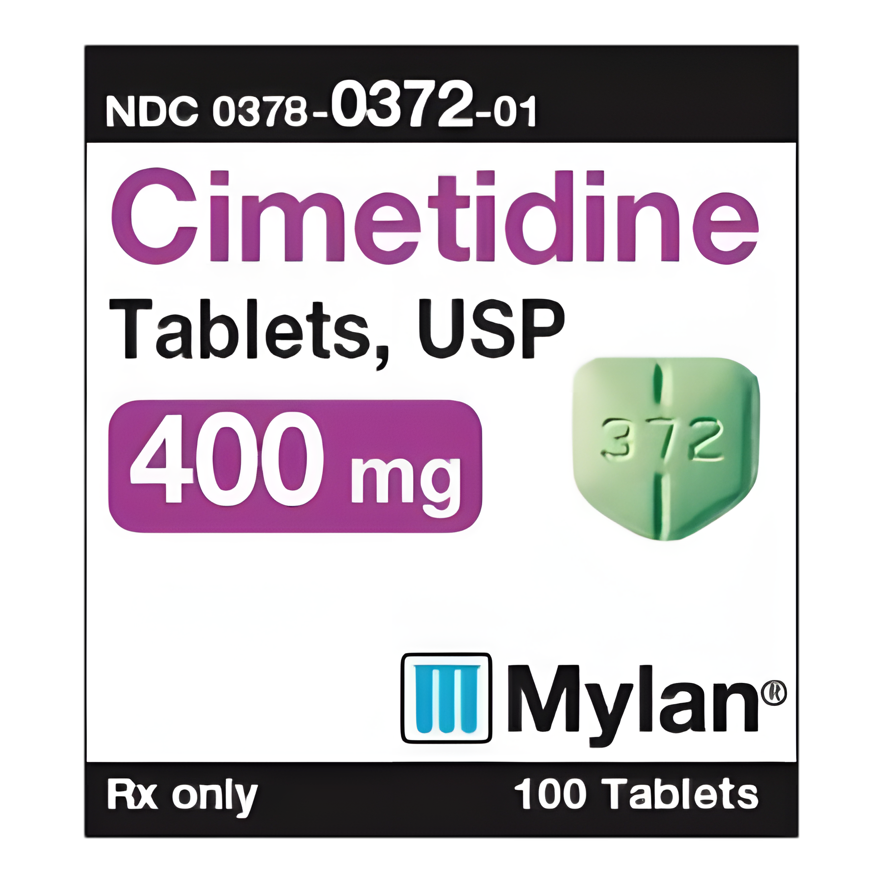 Cimetidine 400 mg Tablets by Mylan Pharmaceuticals | 100 Tablet Bottle