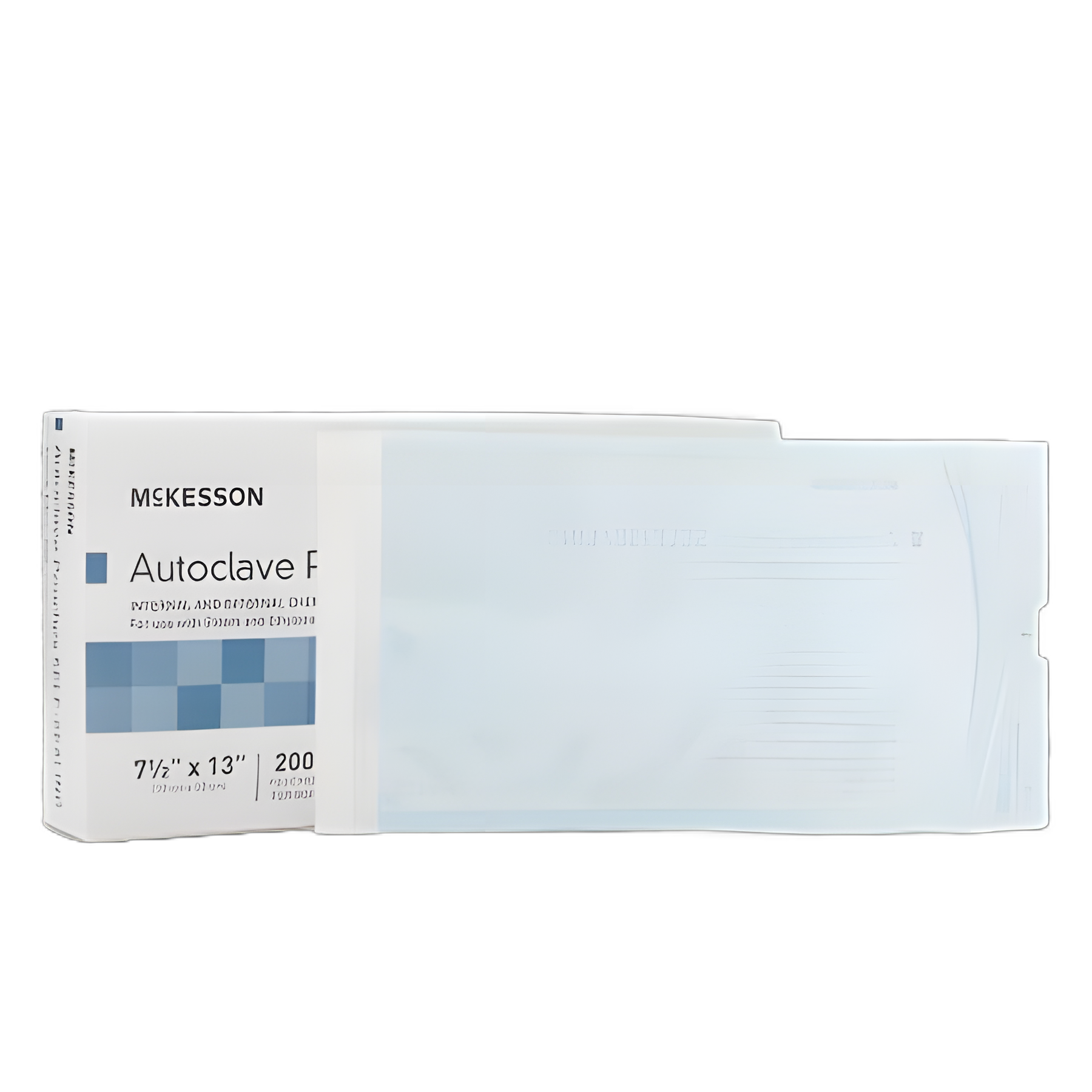 Sterilization Pouch McKesson Ethylene Oxide (EO) Gas / Steam 7-1/2 X 13 Inch Transparent Blue / White Self Seal Paper / Film