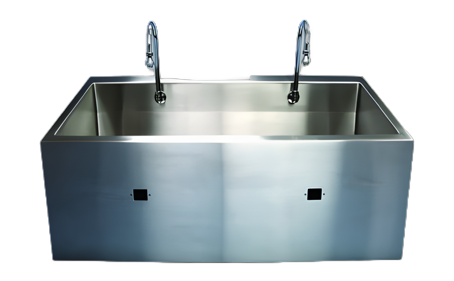Surgical Scrub Sink ES Series Mounted Double Sink Infrared Sensor Operated Water, High Mount Swivel Gooseneck Spout with Adjustable Swivel Spray Aerator