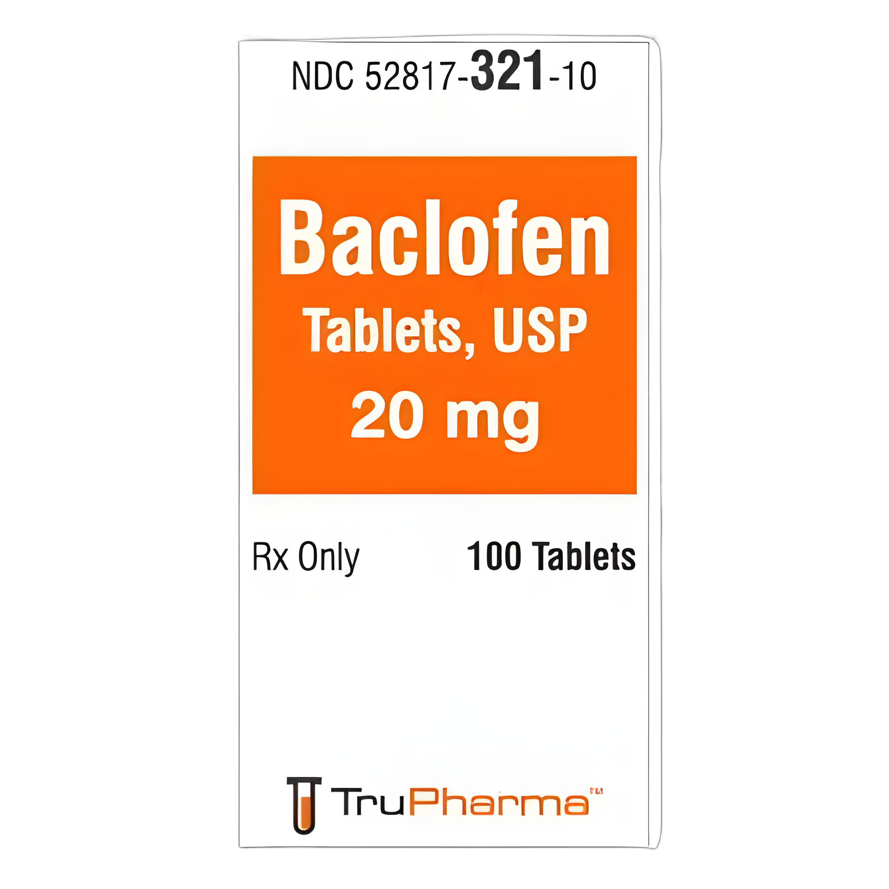 Baclofen 20 mg Tablets by Trupharma - Muscle Relaxant, Bottle of 100