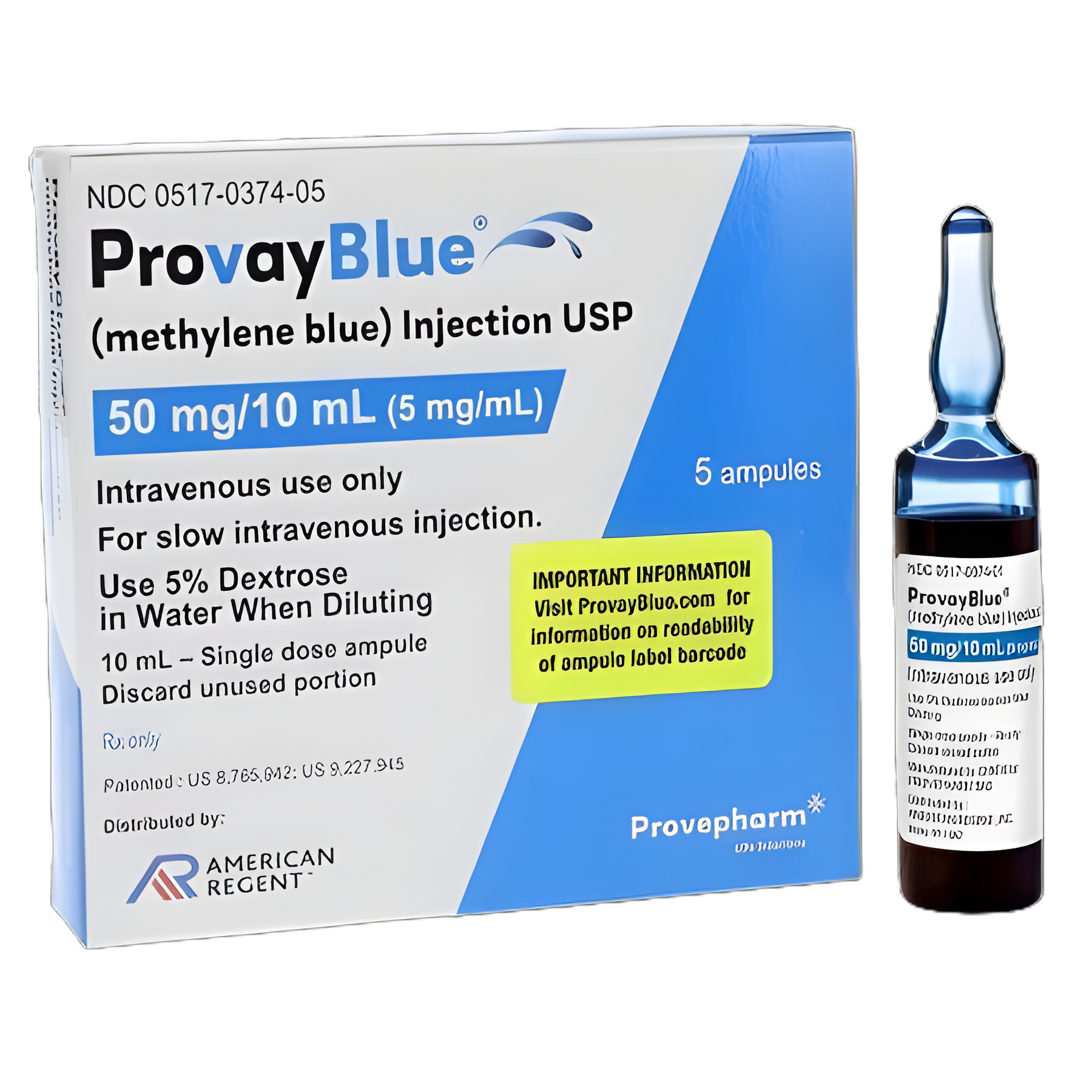 Methylene Blue 50 mg/mL Injection for Methemoglobinemia - 10 mL Ampule
