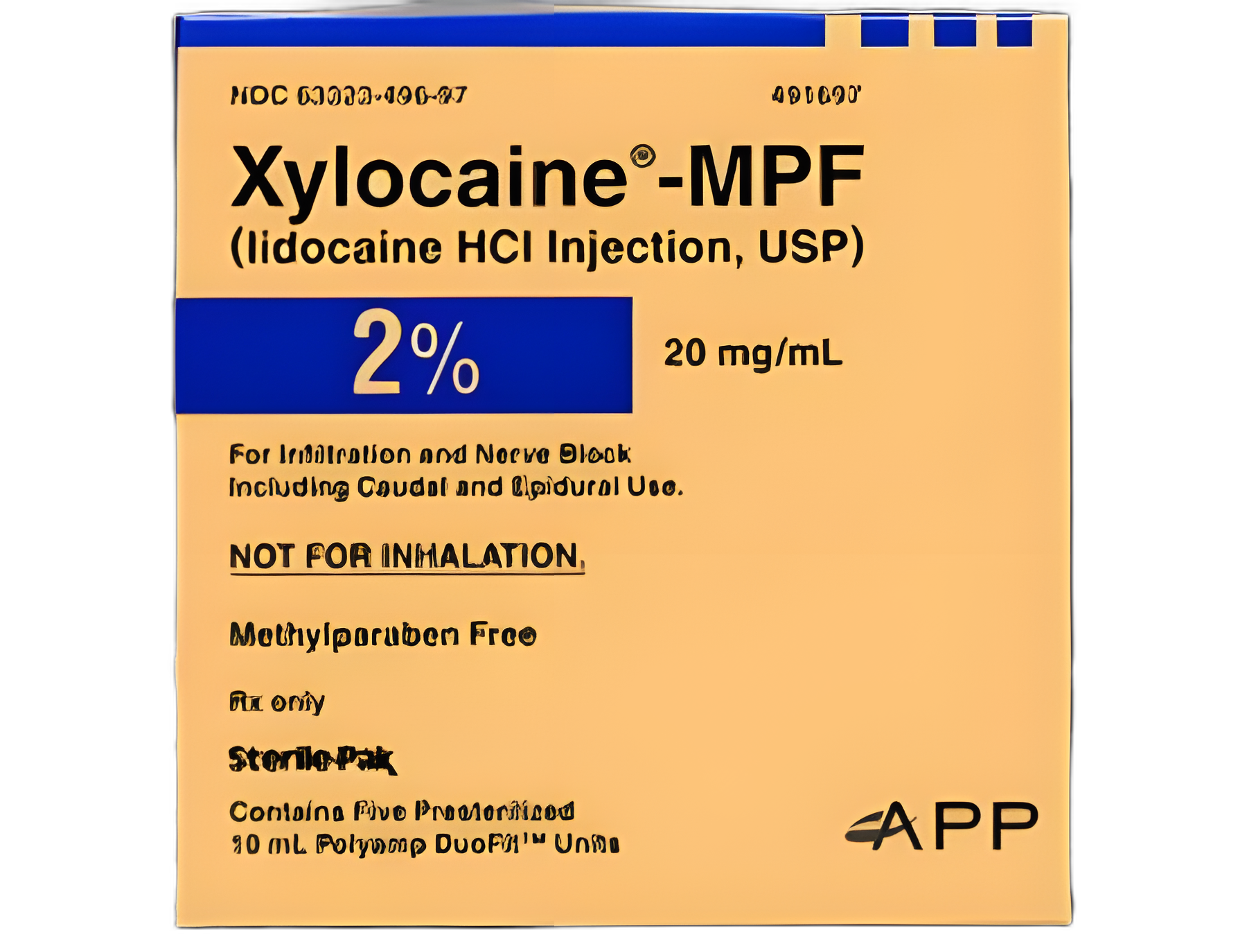 Xylocaine® - MPF Lidocaine HCl, Preservative Free 2%, 20 mg / mL Injection Ampule 10 mL