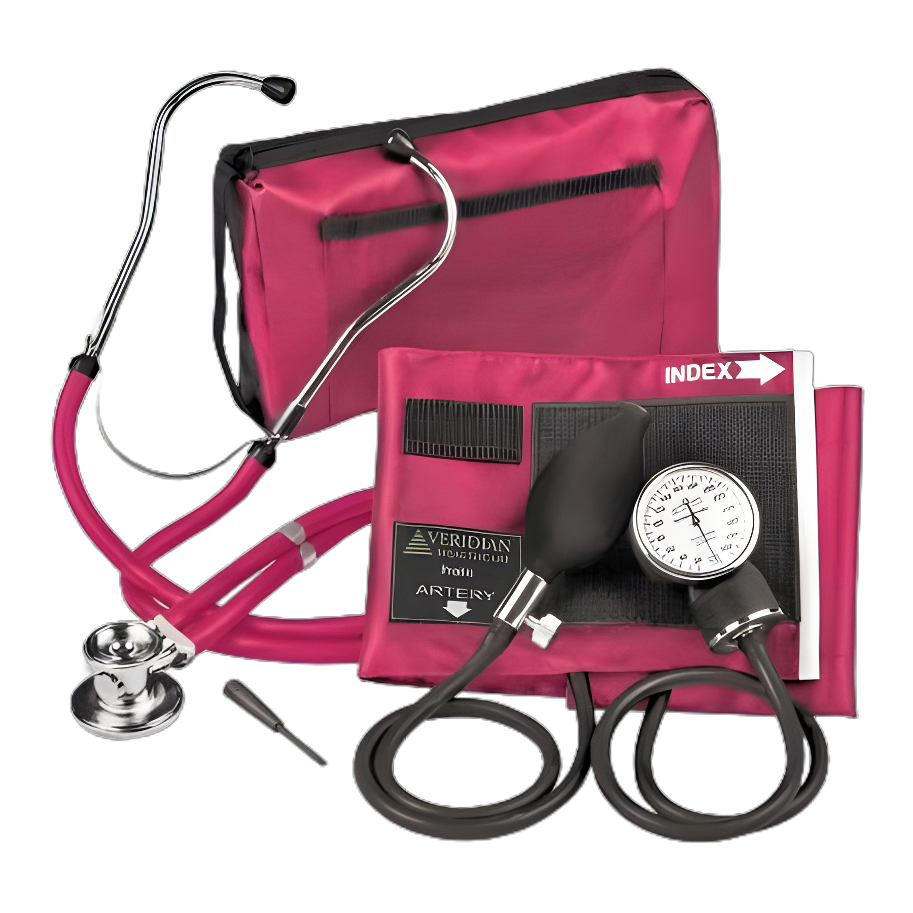 Reusable Aneroid / Stethoscope Set Veridian 27.9 to 41.6 cm Adult Cuff Dual Head General Exam Stethoscope - 02-12608