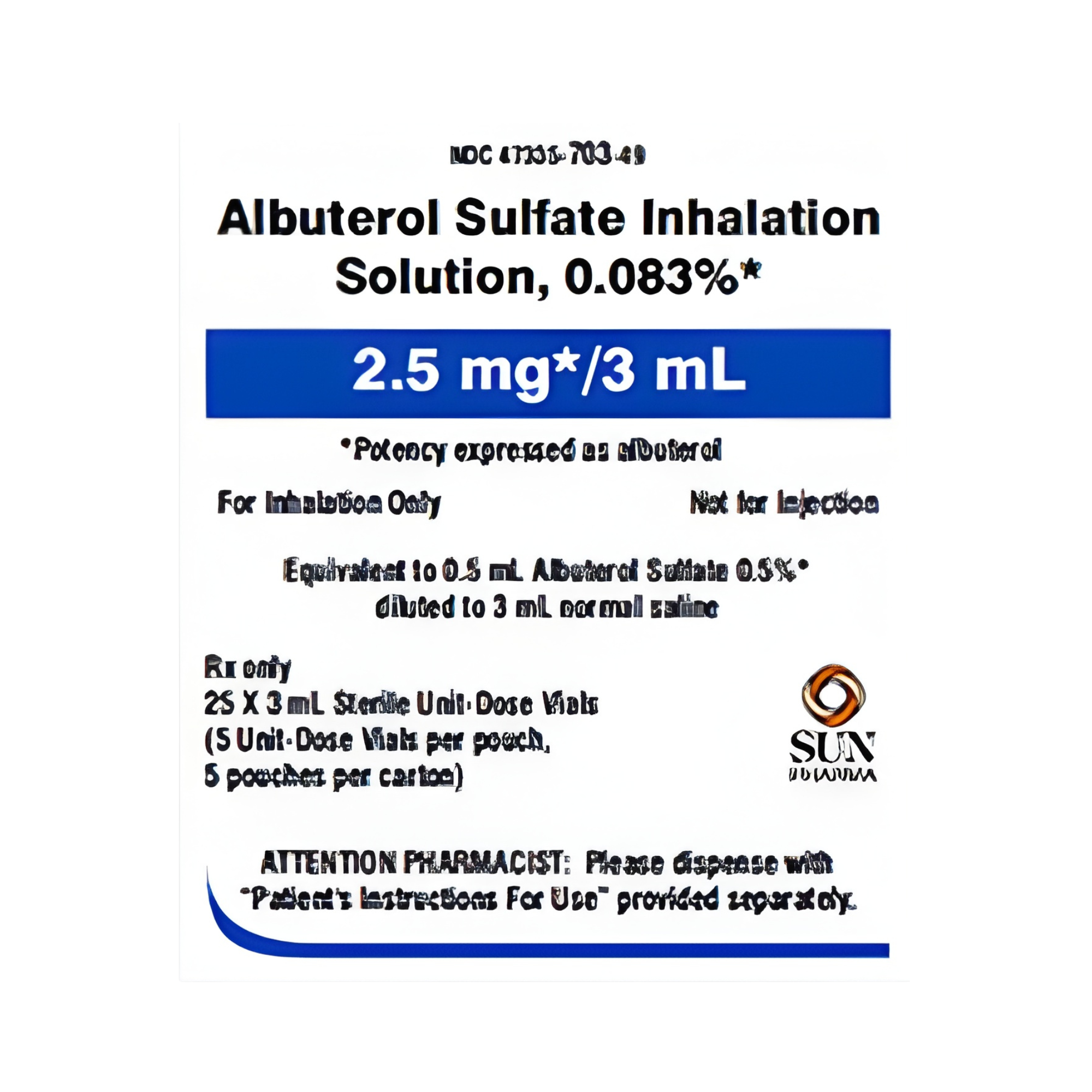 ALBUTEROL SULFATE 0.083% 3ML 25/BOX