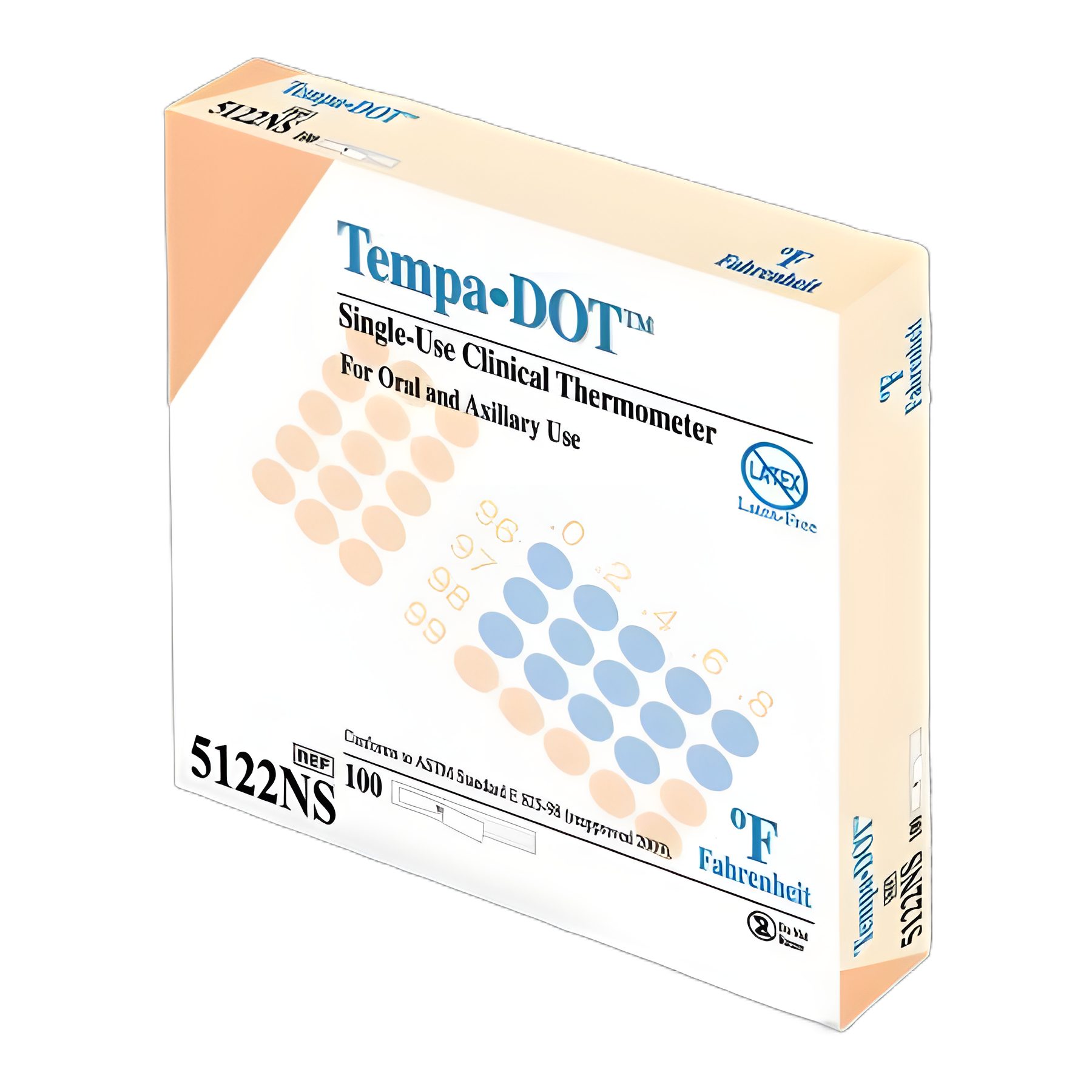 Disposable Oral Thermometer Tempa·DOT™ 99 to 104 °F Color Dots Display - 5122NS