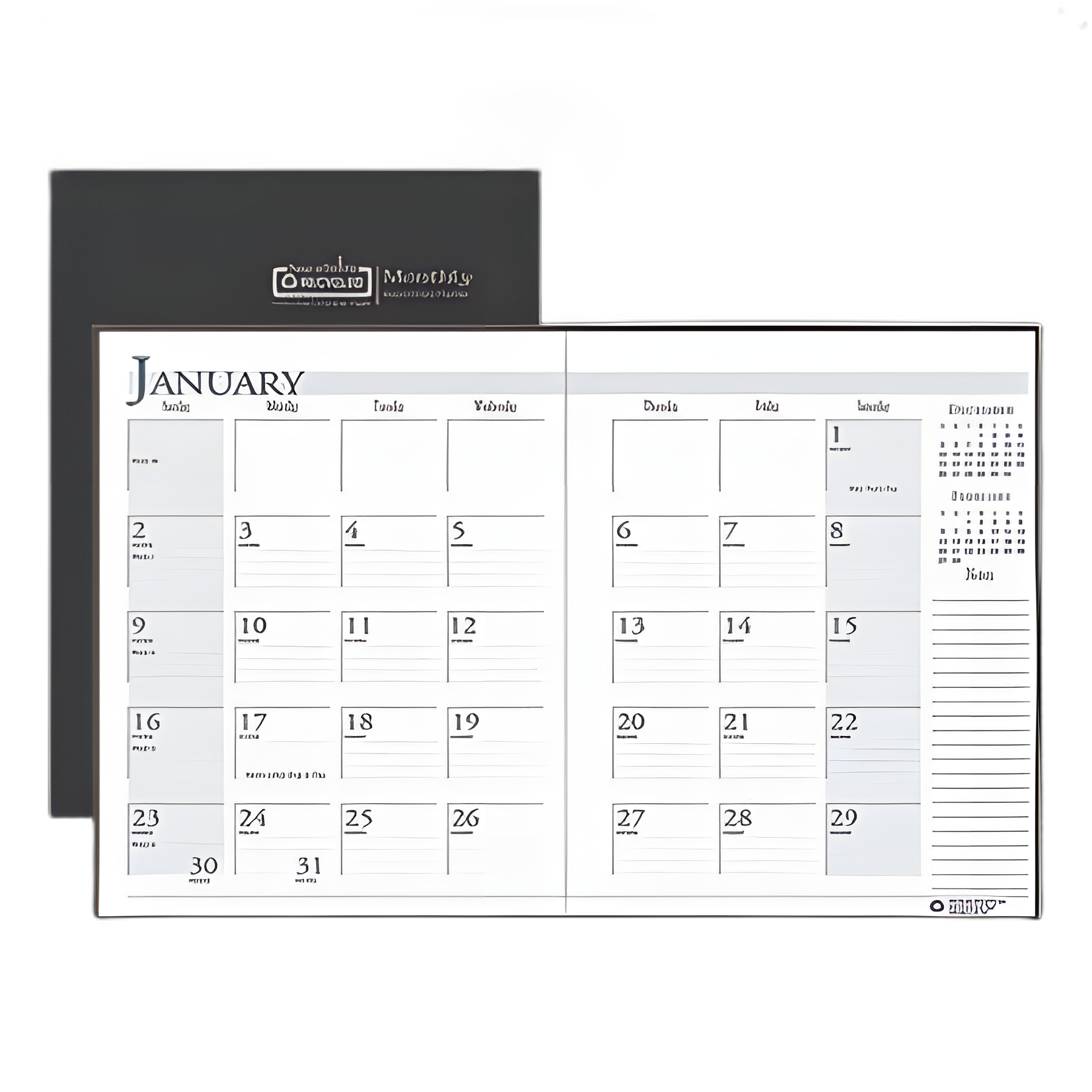 Recycled Ruled 14-Month Planner with Leatherette Cover, 11 x 8.5, Black Cover, 14-Month (Dec to Jan): 2023 to 2025