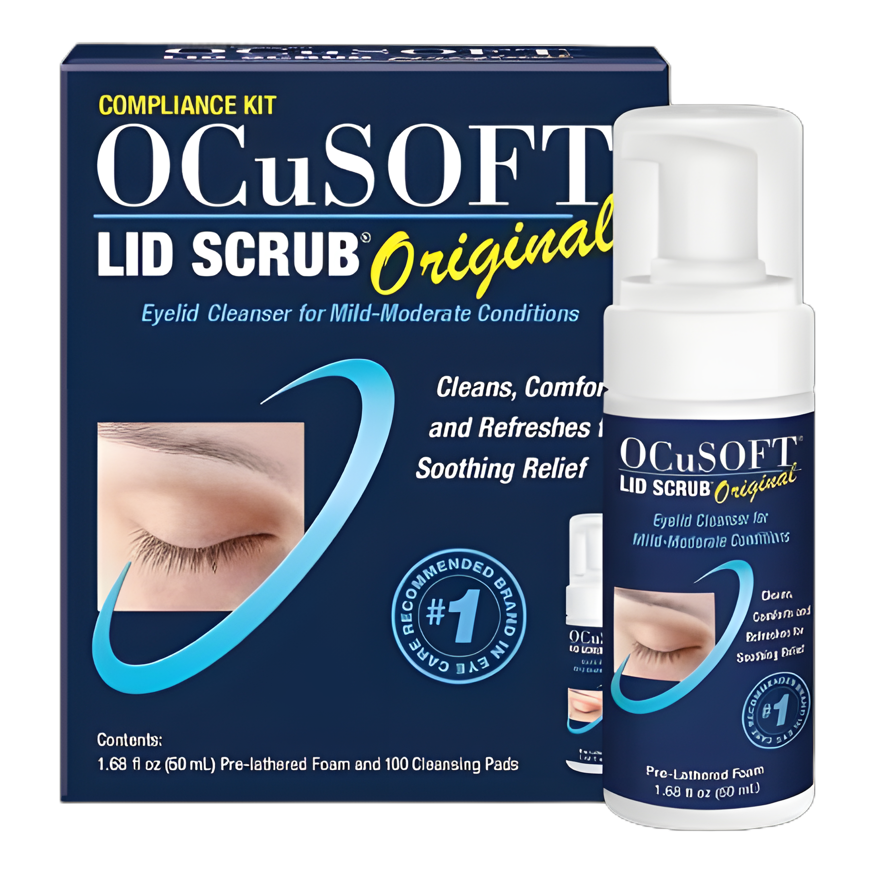 OCuSOFT Lid Scrub Compliance Kit - Eyelid Cleanser Kit with Pre-Lathered Foam & Cleansing Pads