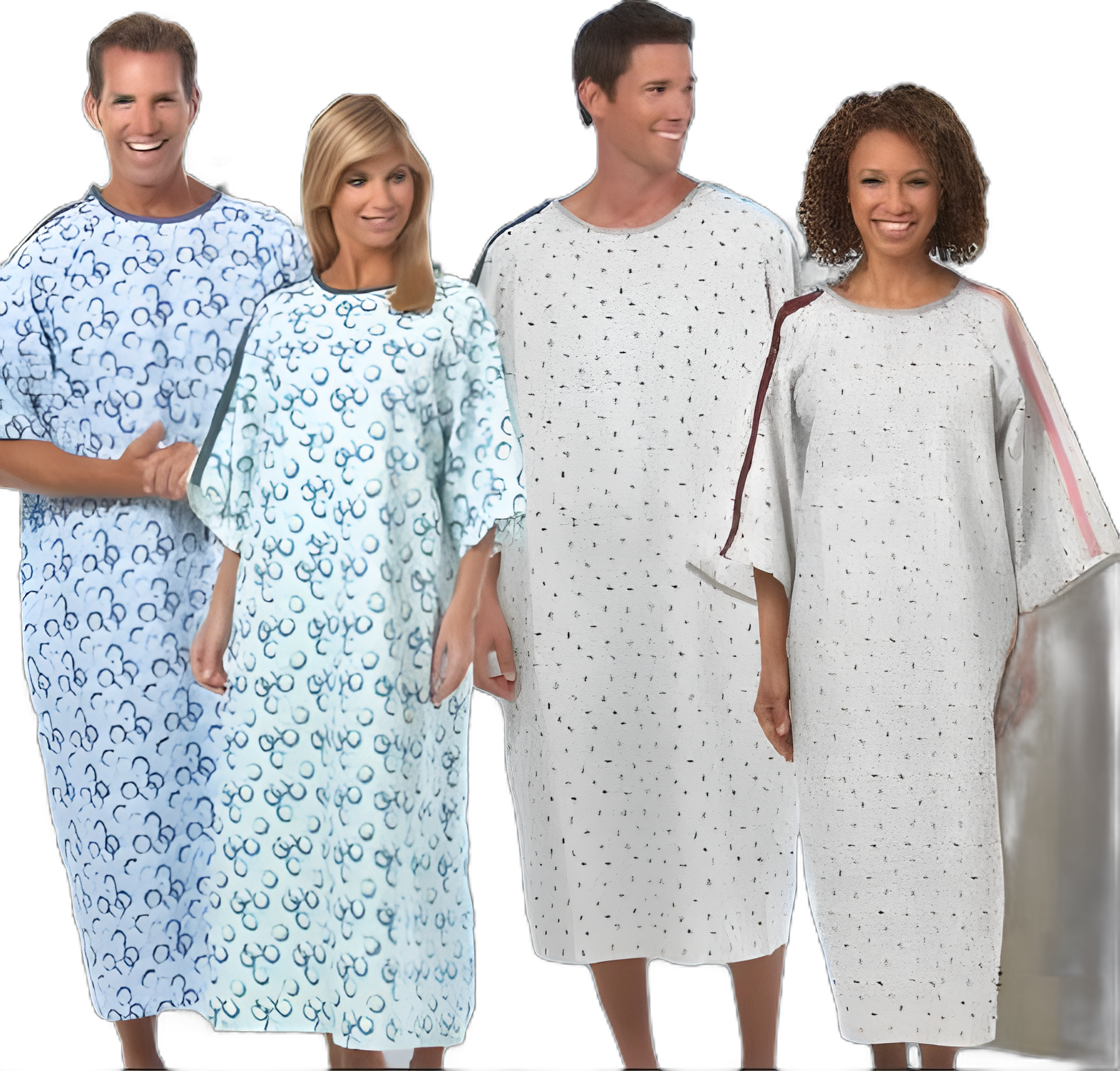 Patient Exam Gown Up to 3X-Large Blue Optix Print Reusable