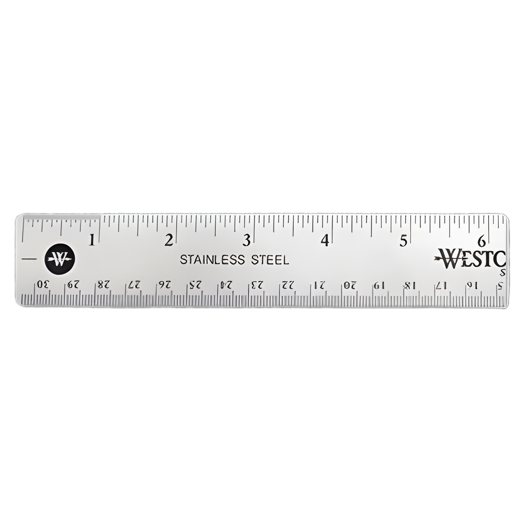 Stainless Steel Office Ruler With Non Slip Cork Base, Standard/Metric, 12" Long