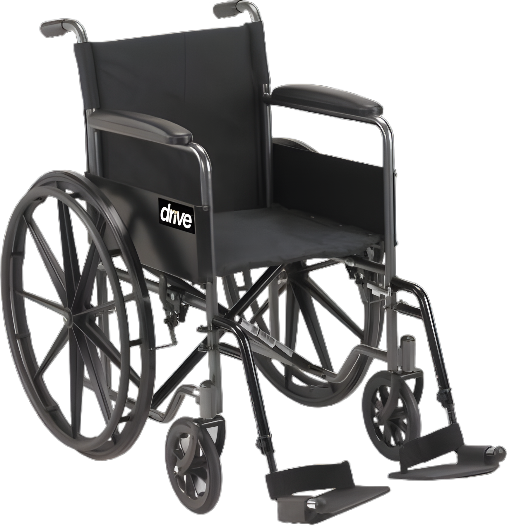 Wheelchair drive™ Silver Sport 1 Swing-Away Footrest Black Upholstery 18 Inch Seat Width Adult 300 lbs. Weight Capacity