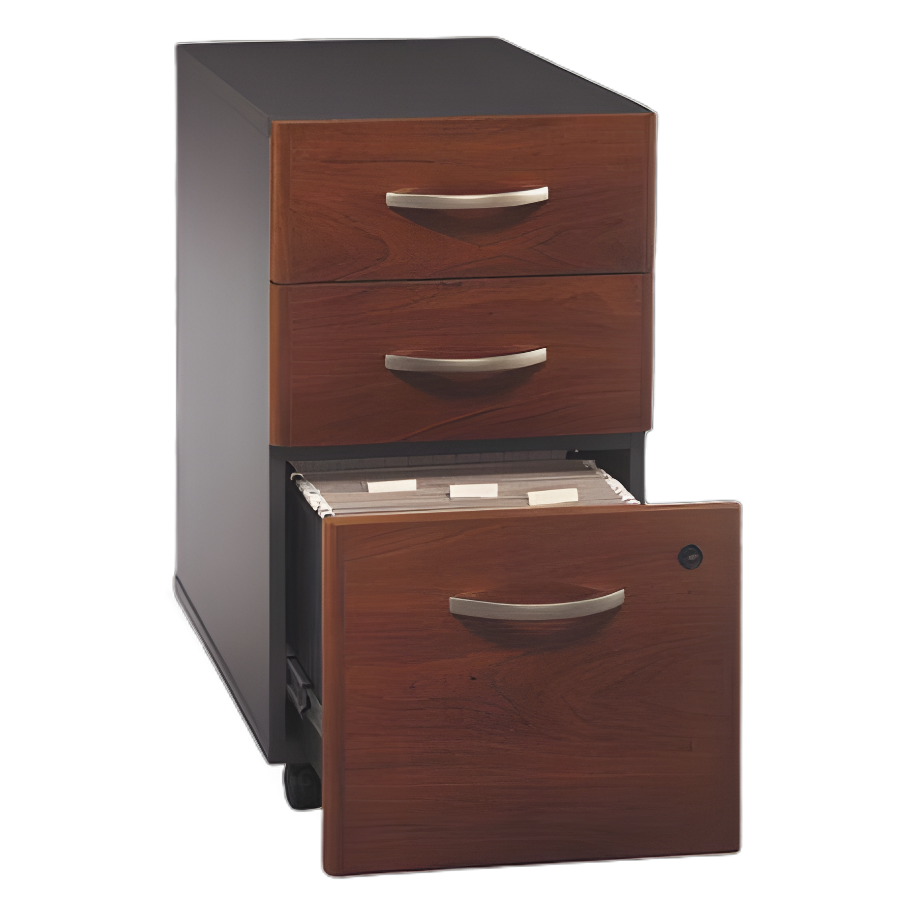 Series C Mobile Pedestal File, Left/Right, 3-Drawers: Box/Box/File, Legal/Letter/A4/A5, Cherry/Gray, 15.75" x 20.25" x 27.88" - BSH-WC24453SU