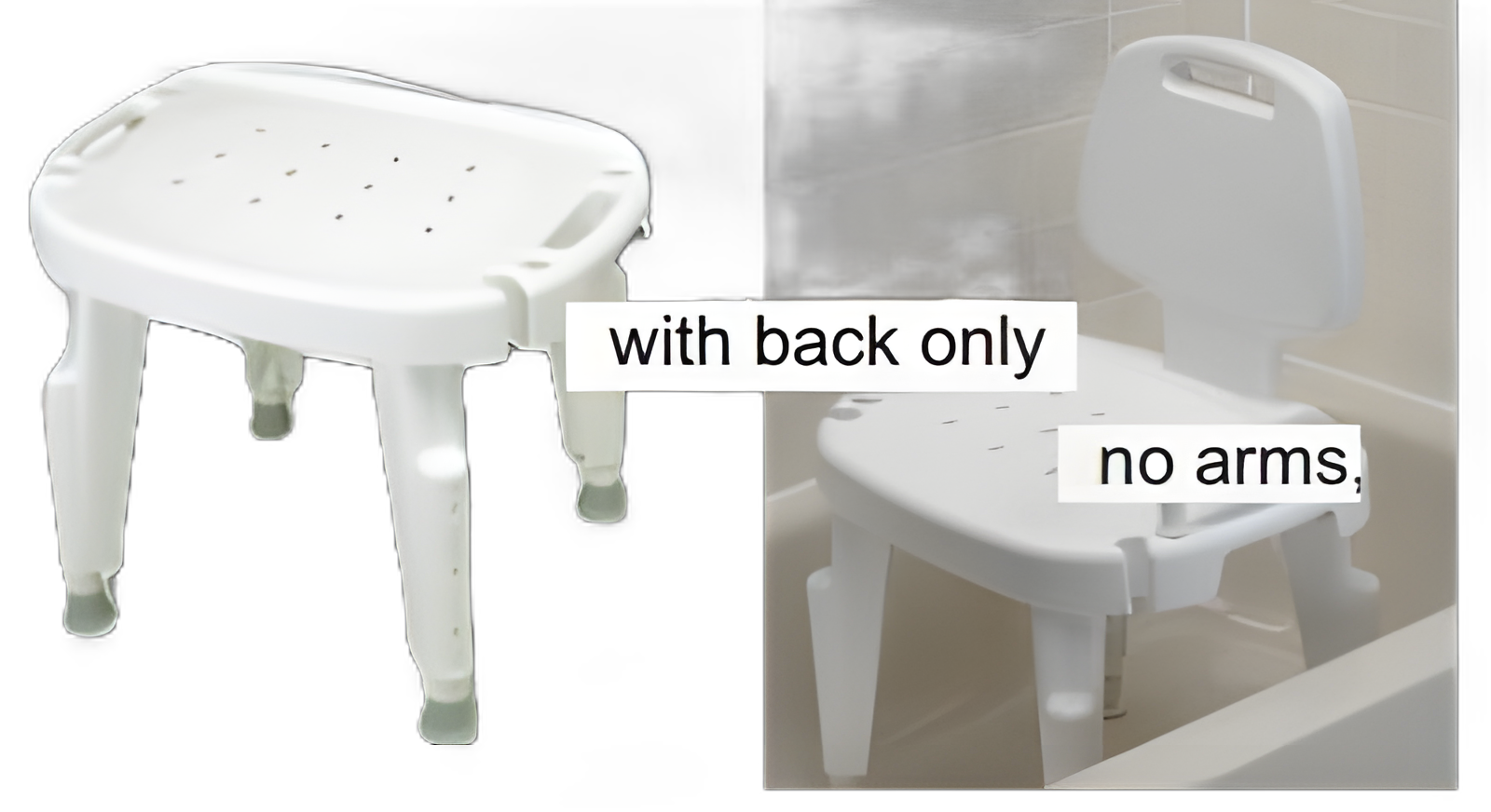 Shower Chair Fabrication Enterprises Without Arms Plastic Frame Removable Backrest 22 Inch Seat Width 300 lbs. Weight Capacity