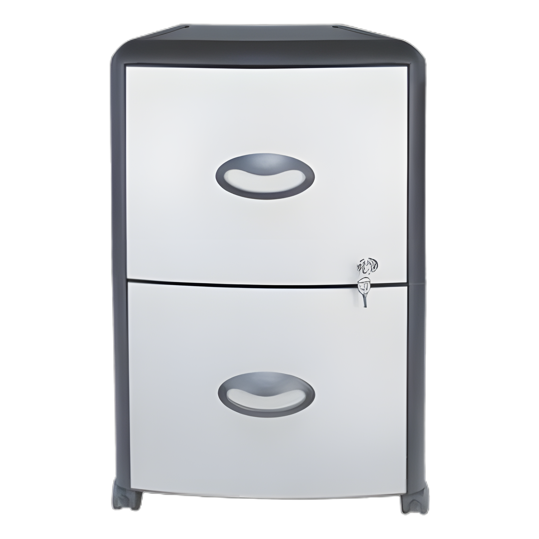 Mobile Filing Cabinet with Metal Siding, 2 Letter-Size File Drawers, Silver/Black, 19" x 15" x 23"