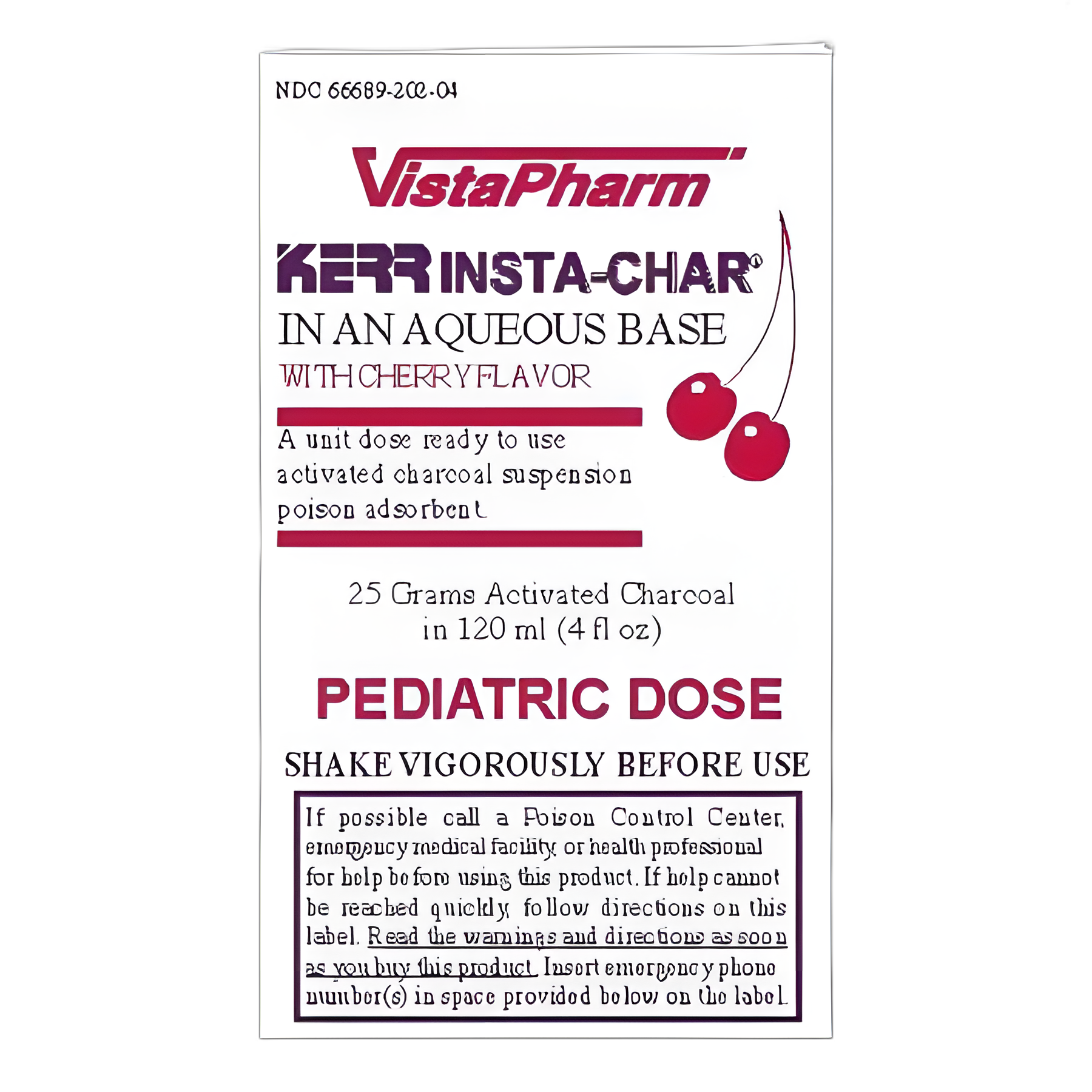 Poison Absorbent Kerr Insta-Char® 25 Gram - 120 mL Strength Oral Suspension 4 oz.