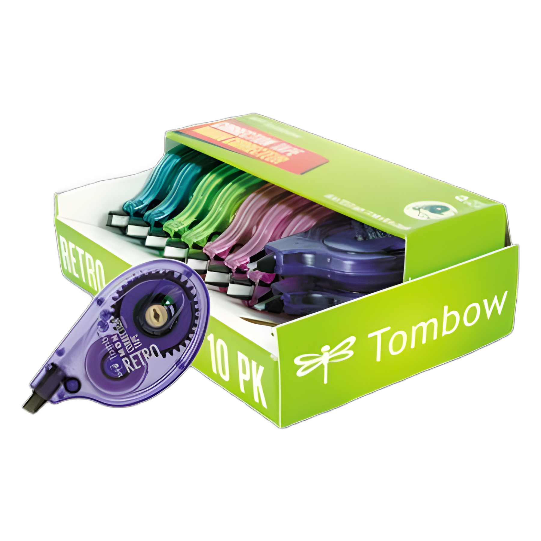 MONO Original Correction Tape, Assorted RetroColor Applicators, 0.17" x 394", 10/Pack