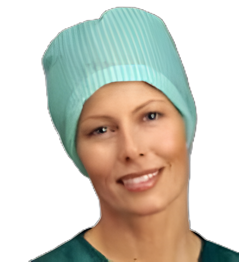 Surgeon Cap Barrier® Flory One Size Fits Most Green / White Pull On Closure