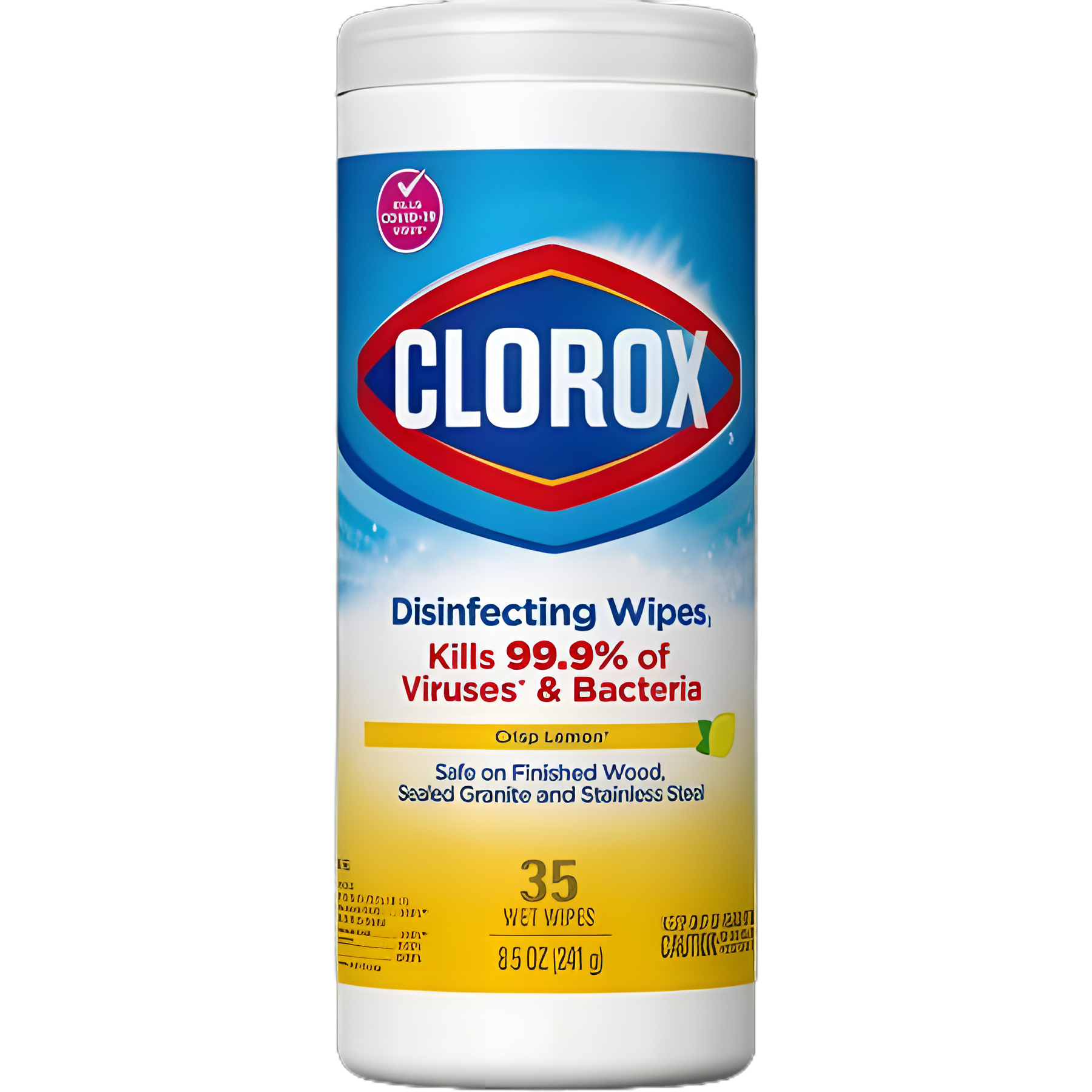 Clorox® Surface Disinfectant Premoistened Manual Pull Wipe 35 Count Canister Lemon Scent NonSterile