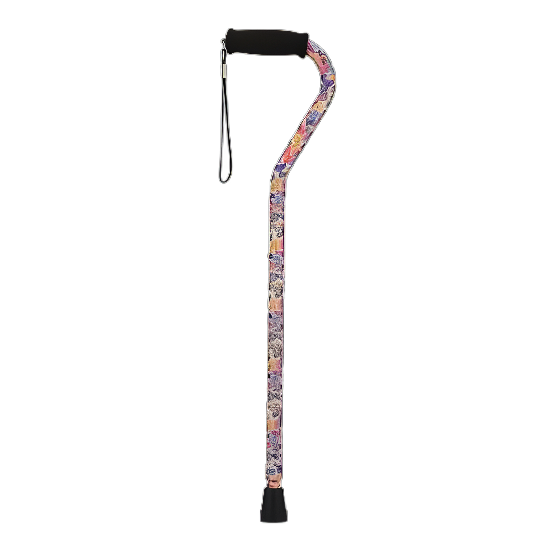 Nova Offset Aluminum Cane, Butterfly Symphony, Adjustable 30-39" with Soft Grip
