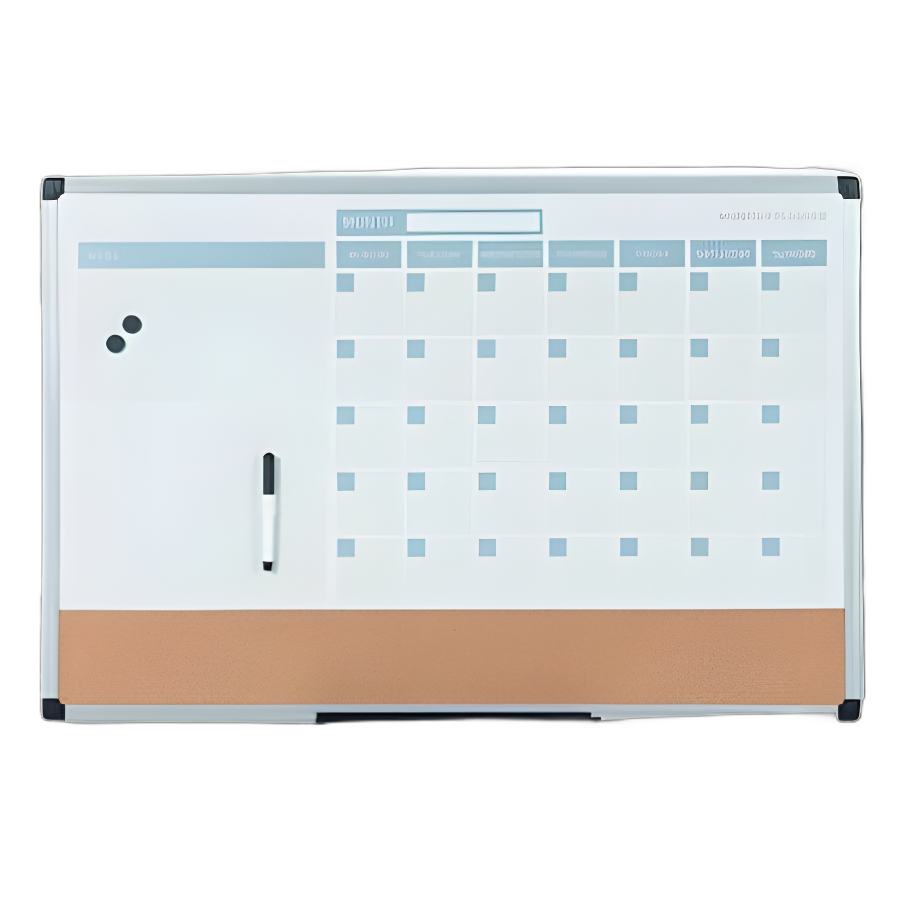 3-in-1 Planner Board, 24 x 18, Tan/White/Blue Surface, Silver Aluminum Frame