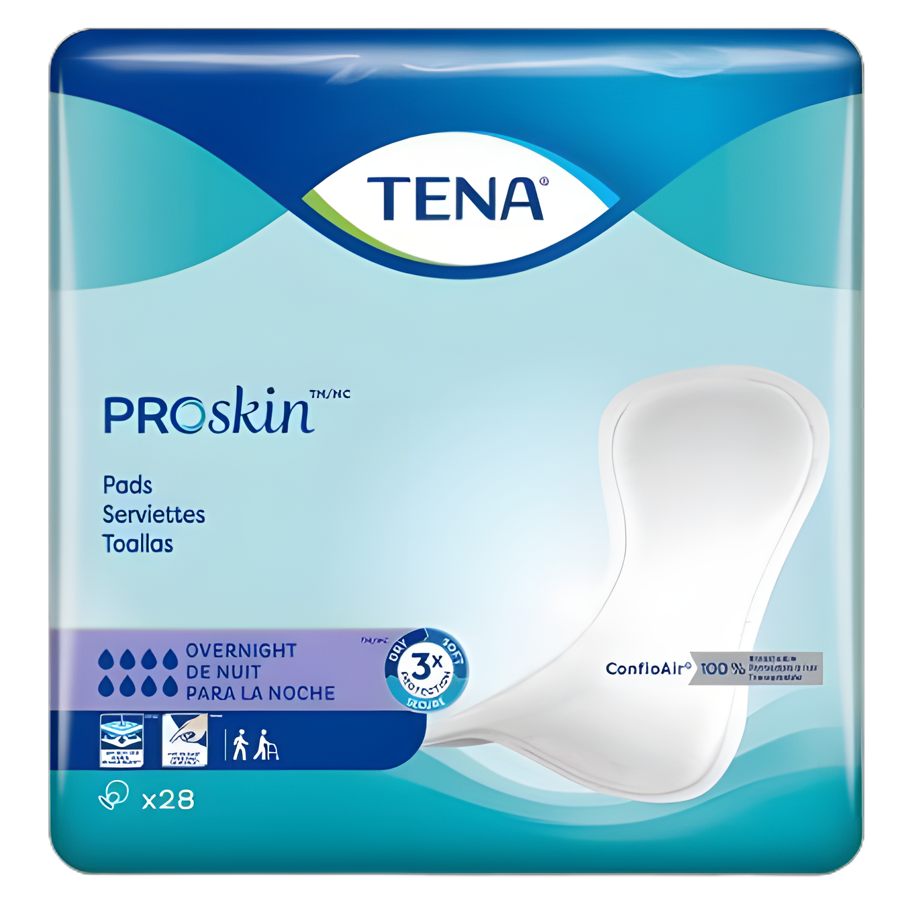 TENA ProSkin Overnight Bladder Control Pad, 16 Inch, Heavy Absorbency