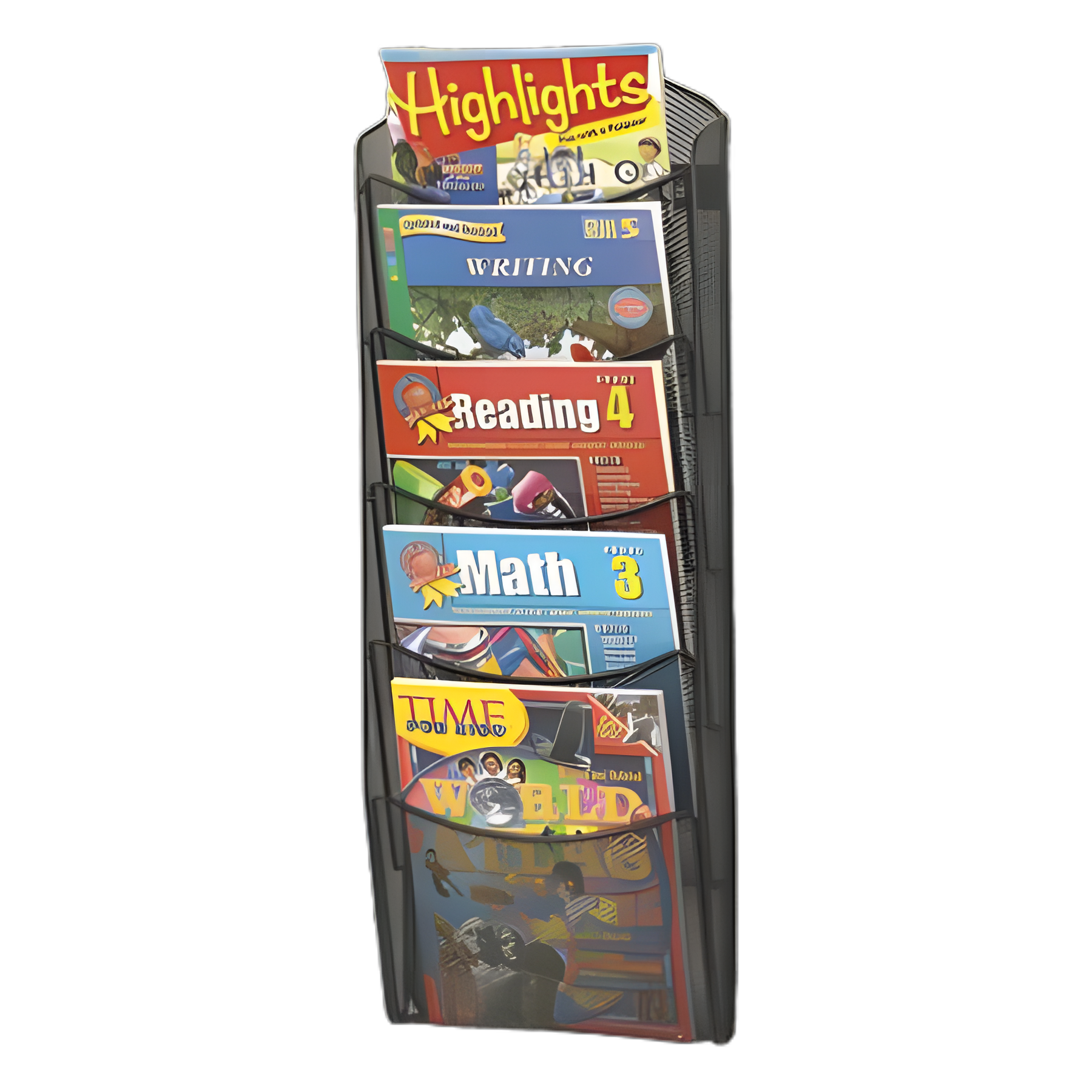 Onyx Mesh Literature Rack, Five Compartments, 10.25w x 3.5d x 28.33h, Black