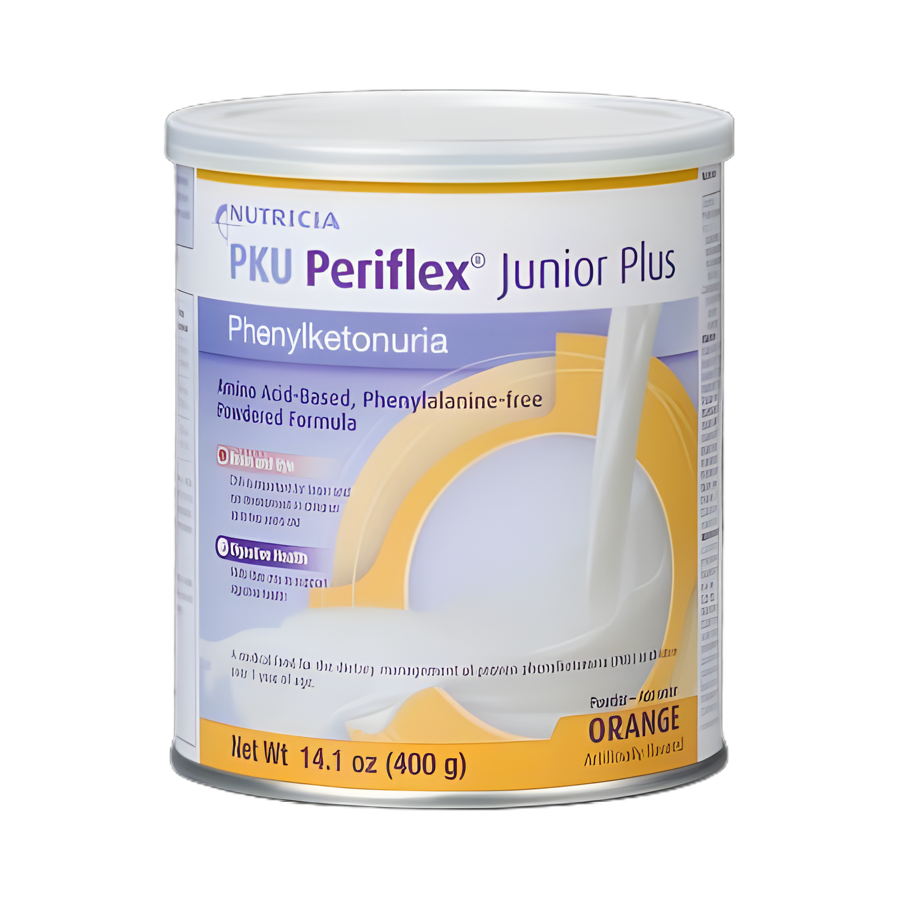 Pediatric Oral Supplement PKU Periflex® Junior Plus Orange Flavor 14.1 oz. Can Powder Phenylalanine-free Phenylketonuria (PKU)