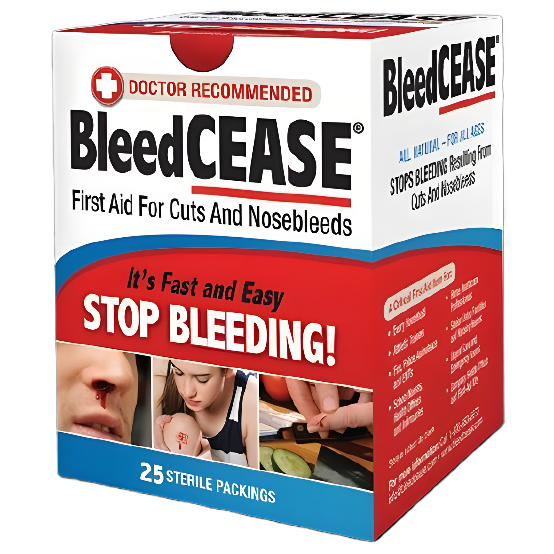 BleedCEASE® Nosebleed and Cut Treatment - Calcium Alginate Hemostatic Agent