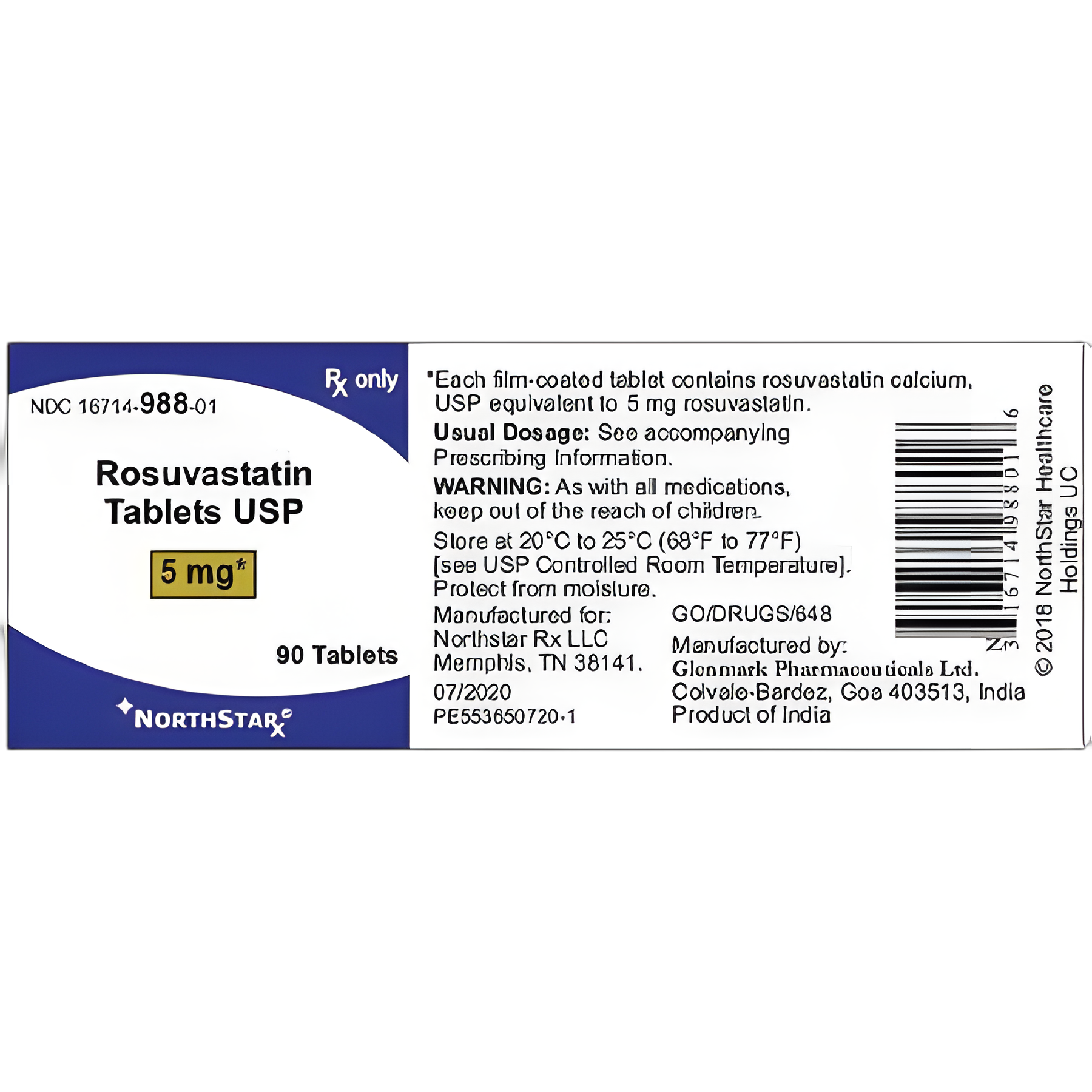 Rosuvastatin Calcium 5 mg Tablets by NorthStar Rx - 90 Count