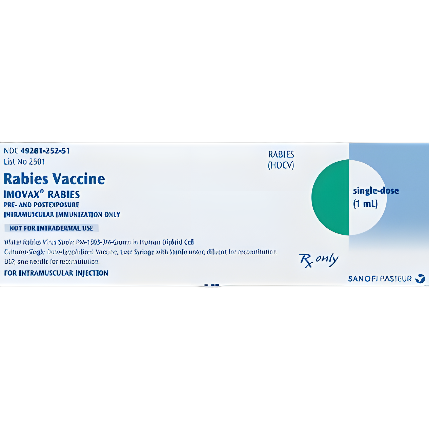 IMOVAX® Rabies Vaccine Kit Pediatric to Adult 2.5 IU / mL Intramuscular Injection Single-Dose Vial 1 mL