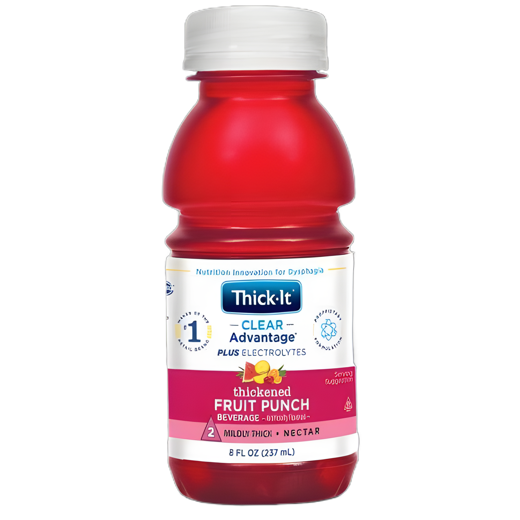 Thickened Beverage Thick-It® Clear Advantage® Plus Electrolytes 8 oz. Bottle Fruit Punch Flavor Liquid IDDSI Level 2 Mildly Thick