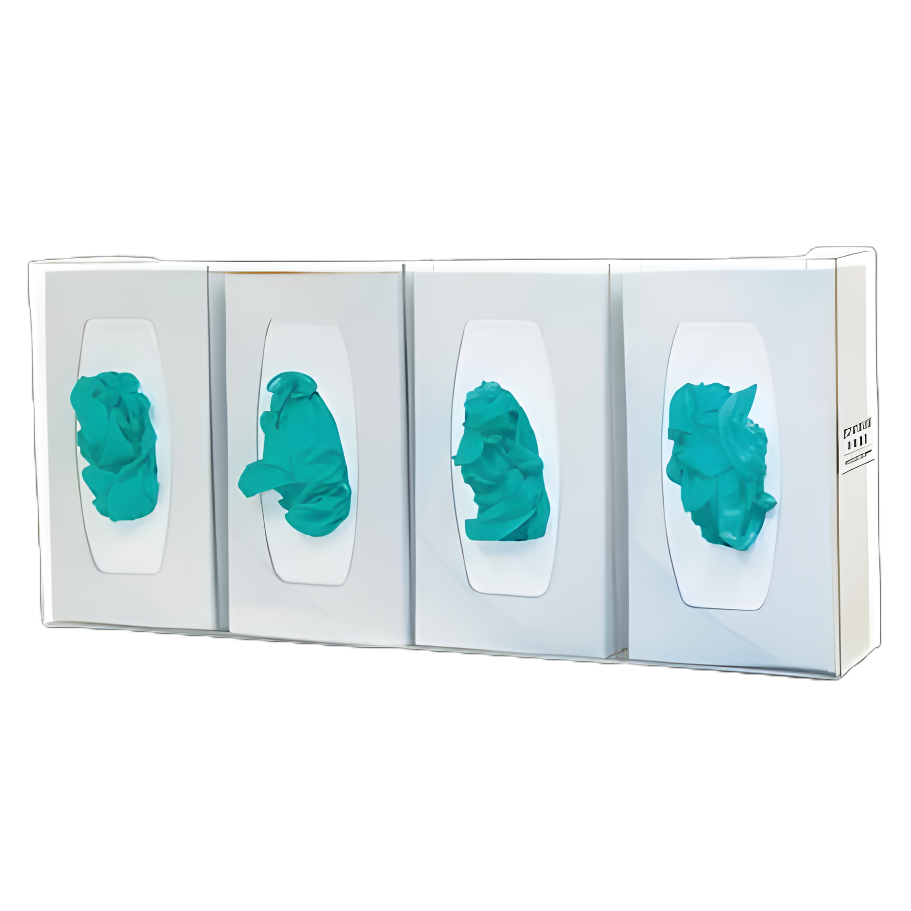 Quad Glove Box Holder with Dividers - Wall Mounted, 4 Capacity, Clear Plastic