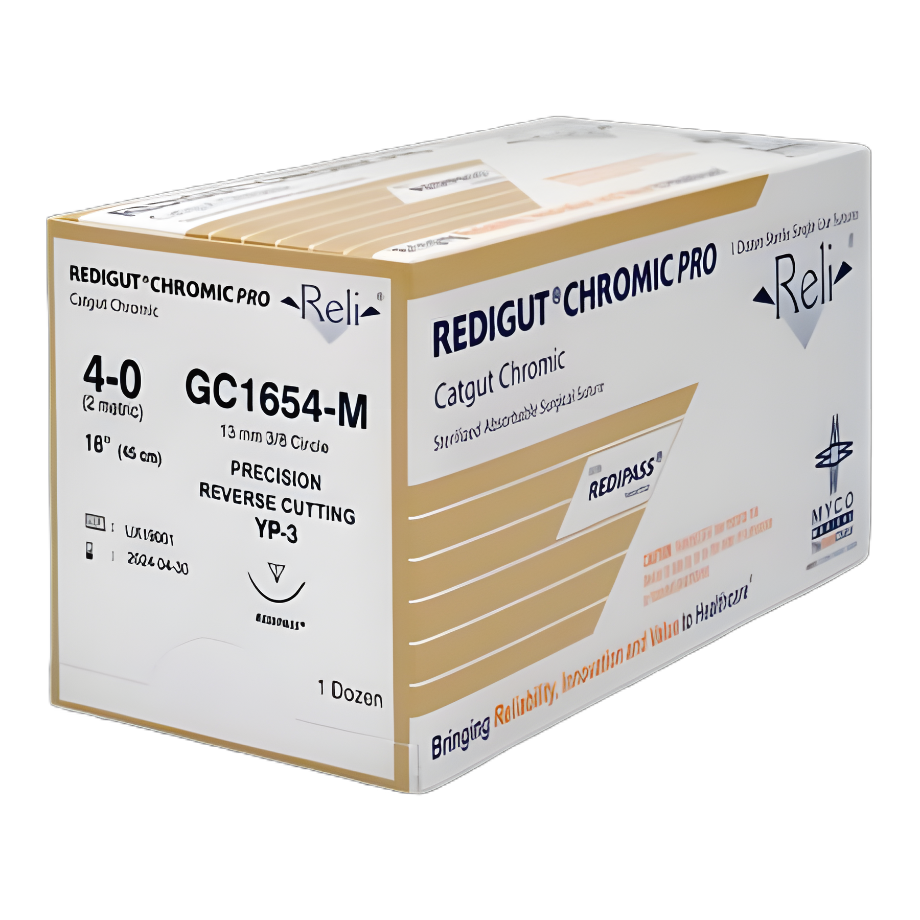 Reli® Chromic Gut Absorbable Suture with C-3 3/8 Circle Precision Reverse Cutting Needle Size 4 - 0