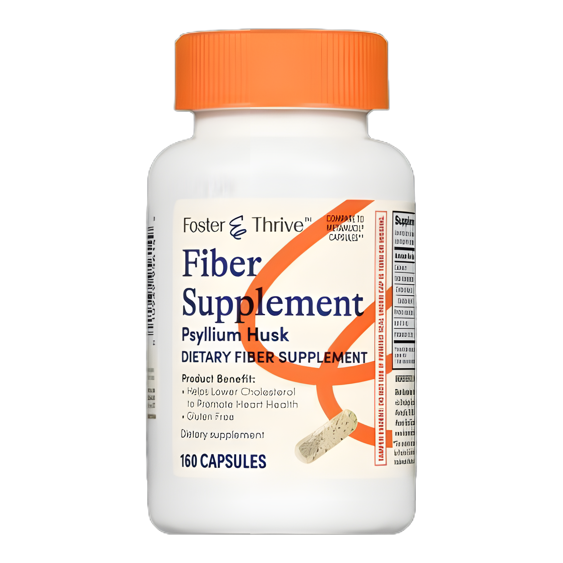 Laxative Foster & Thrive™ Original Flavor Capsule 160 per Bottle 0.52 Gram Strength Psyllium Husk