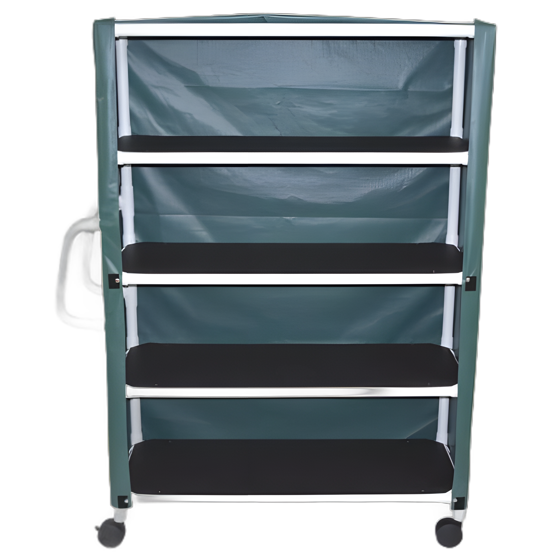 Linen Cart with Cover 4 Shelves 175 lbs. per Shelf Weight Capacity PVC 4 Inch Twin Casters - 350-4C