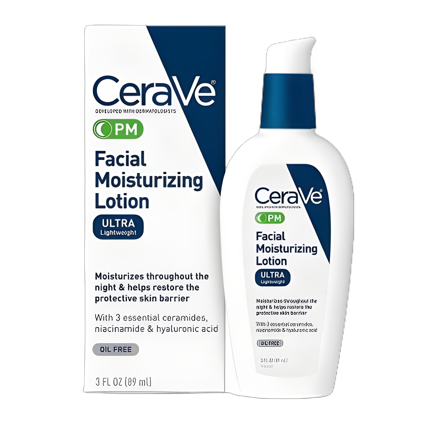 Facial Moisturizer CeraVe® PM 3 oz. Pump Bottle Unscented Lotion