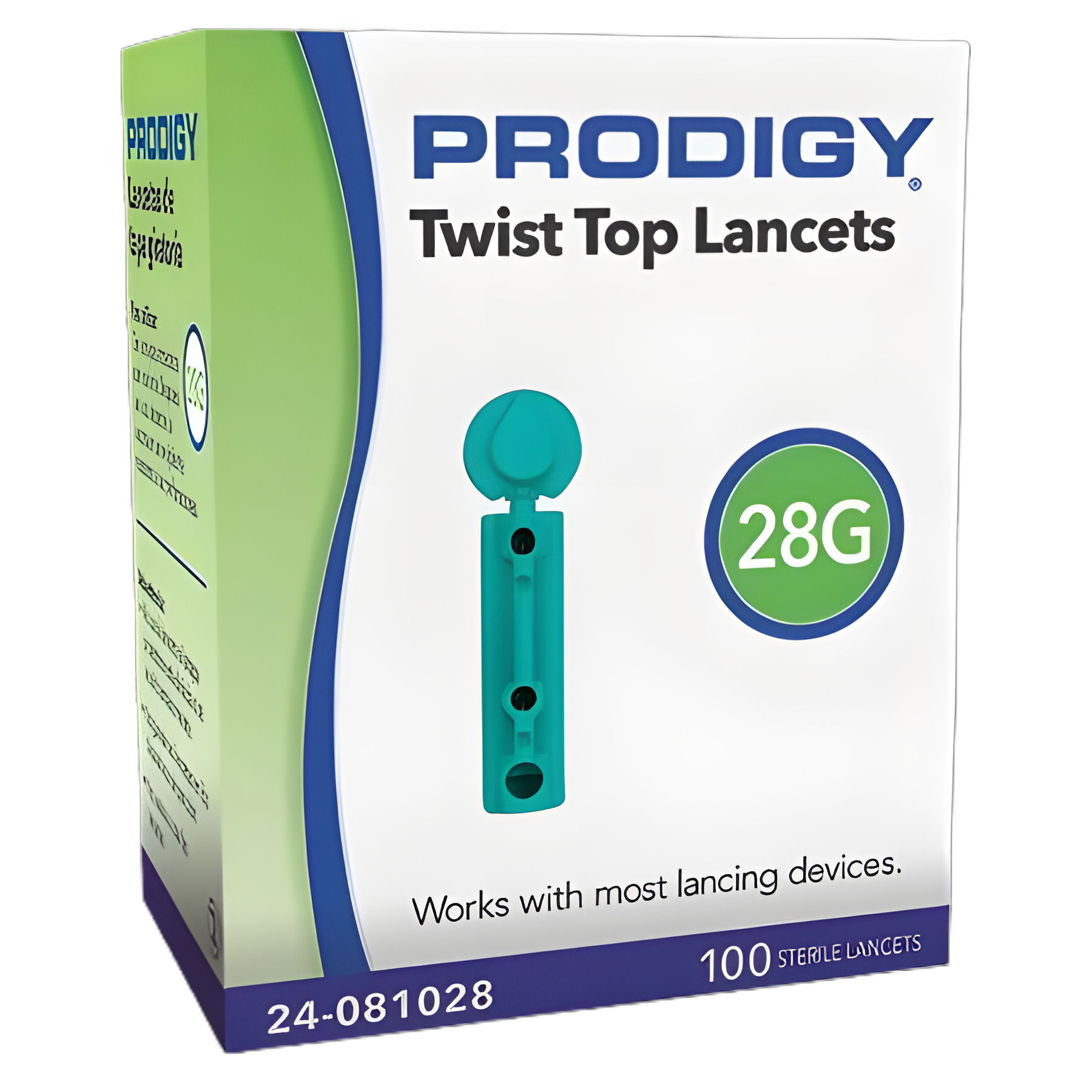 Lancet for Lancing Device Prodigy 28 Gauge Non-Safety Twist Off Cap Finger