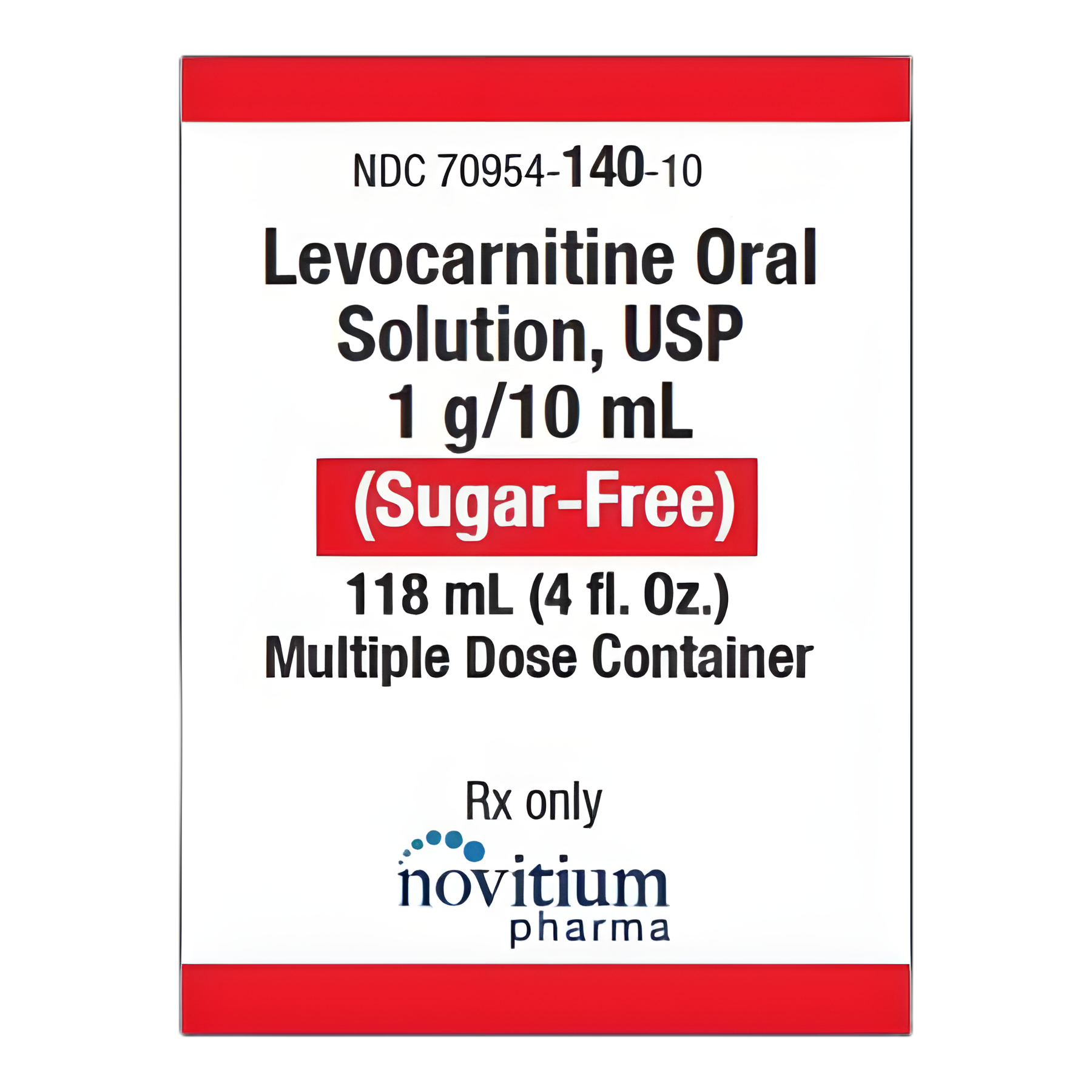 Levocarnitine 100 mg/mL Oral Solution for Carnitine Deficiency - Cherry Flavor, Sugar-Free, 4 oz. Bottle