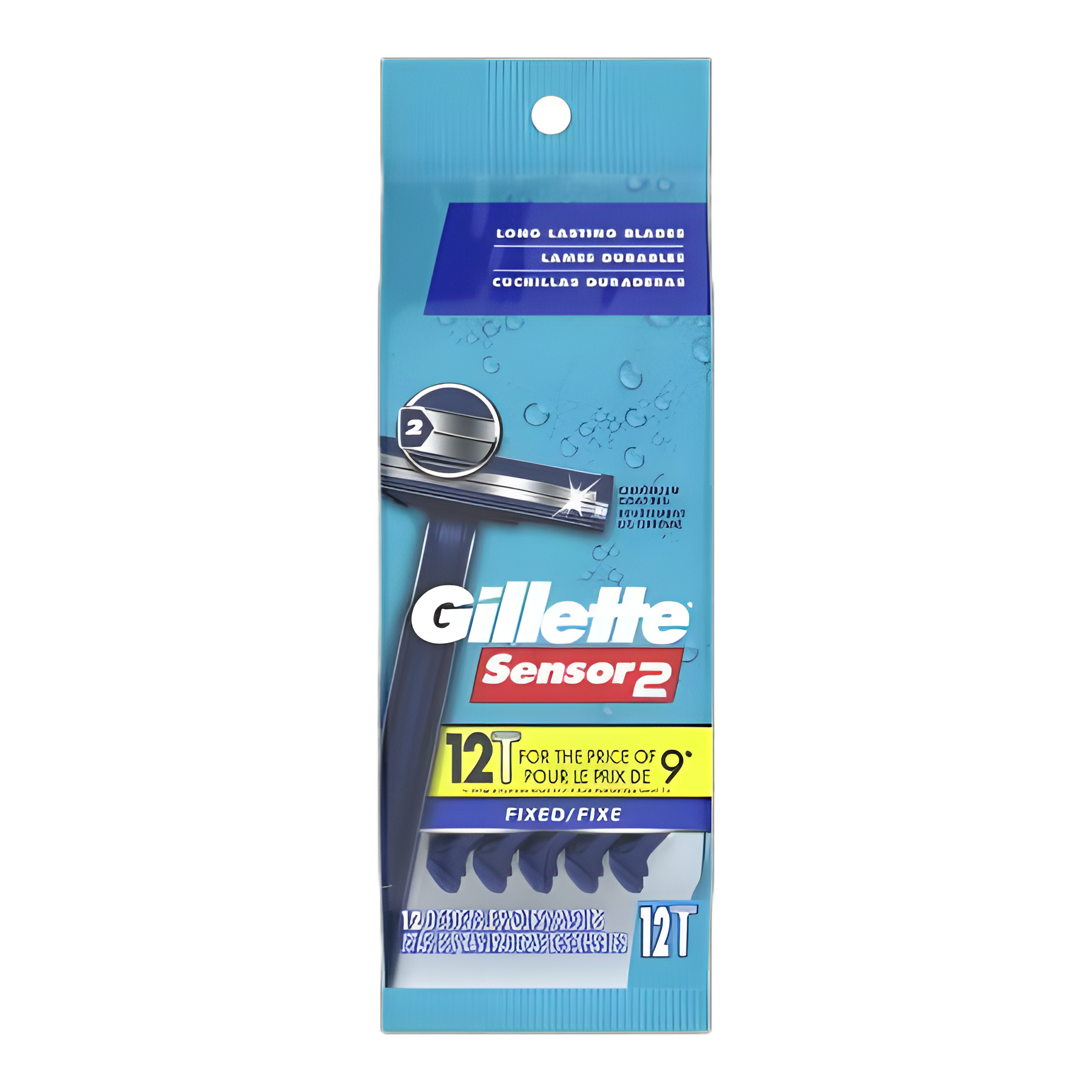 Personal Razor with Lubricating Strip Gillette® Sensor2 Single Edge Twin Blade NonSterile Disposable