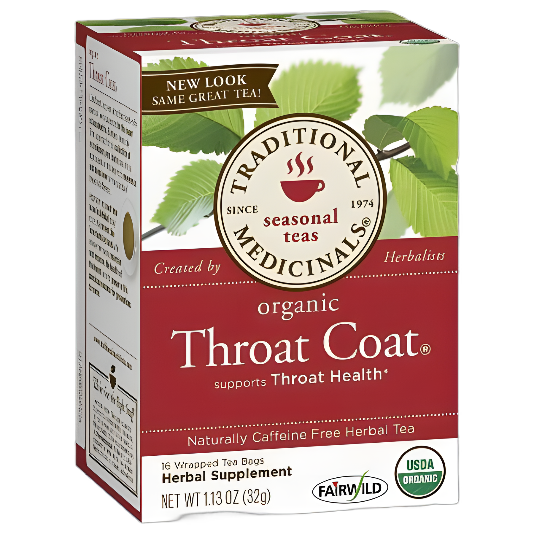 Herbal Supplement Throat Coat® Organic Slippery Elm Bark / Organic Licorice Root 760 mg Strength Tea Bag 16 per Box