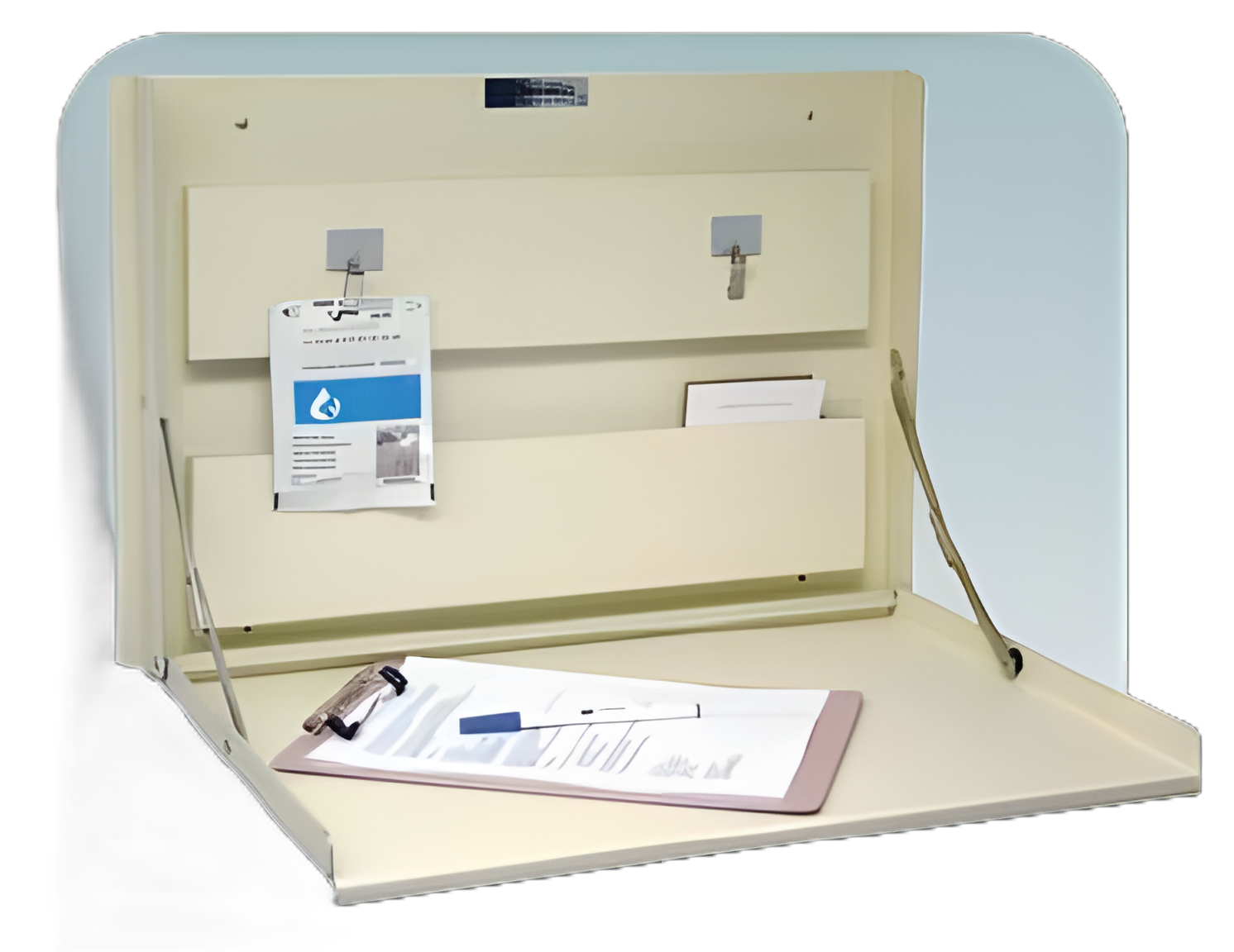 Wall Desk Vinyl Clad Aluminum Beige 20-3/4 W X 15 H X 3 D Inch