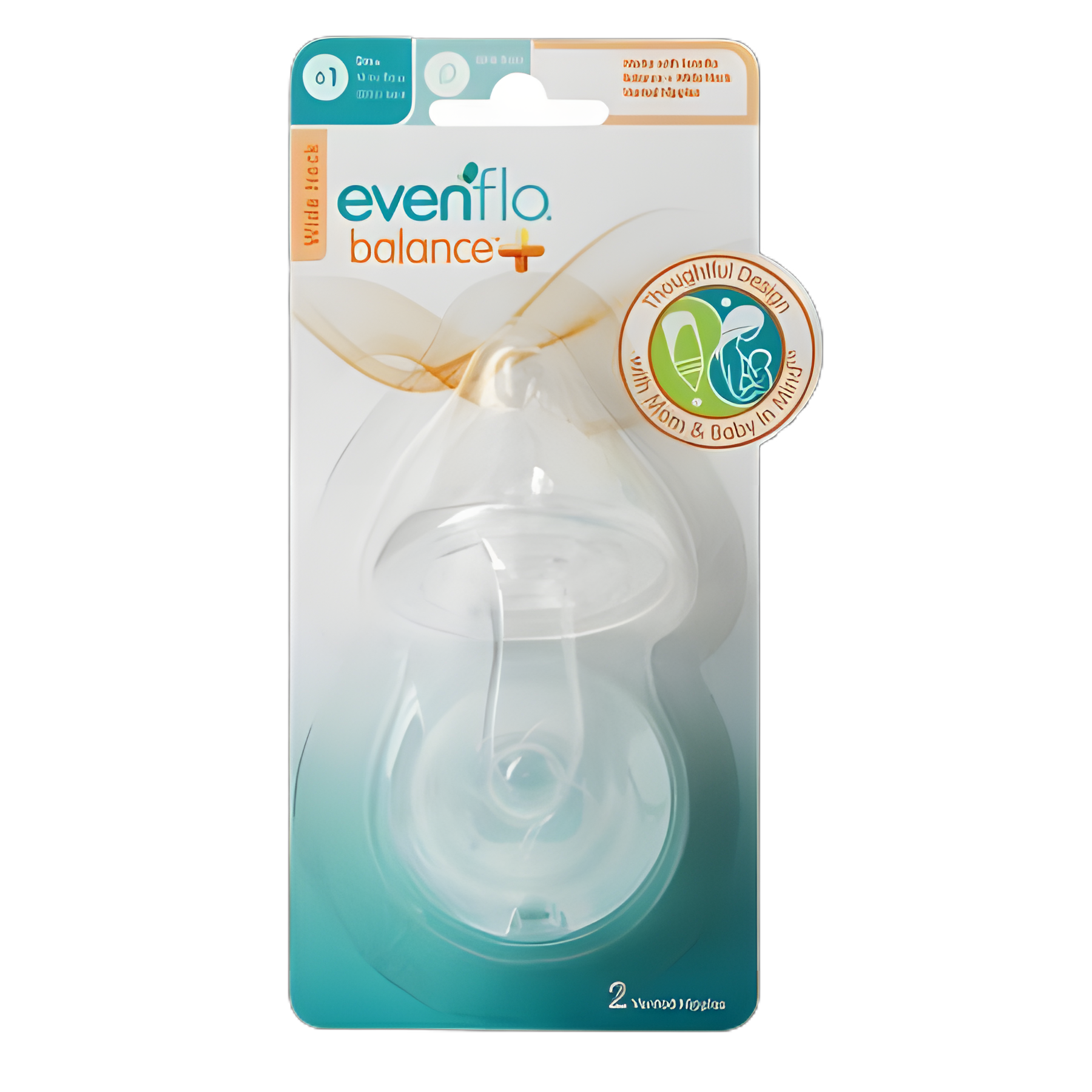 Evenflo Feeding Balance + Wide Neck Nipple for Healthy Bottle Feeding, Slow Flow, 0+ Months - 2141111