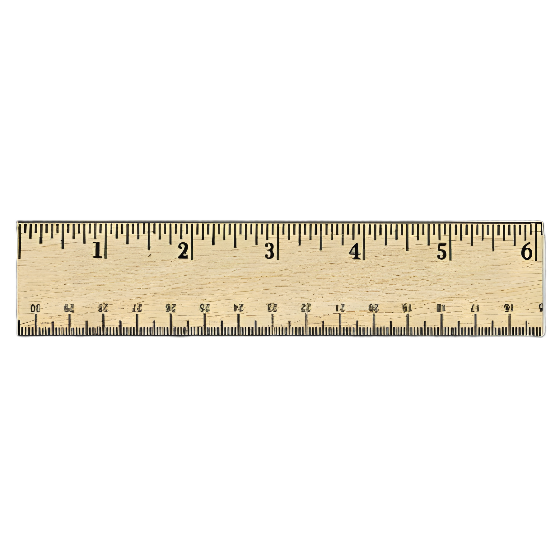 Flat Wood Ruler w/Double Metal Edge, Standard, 12" Long, Clear Lacquer Finish