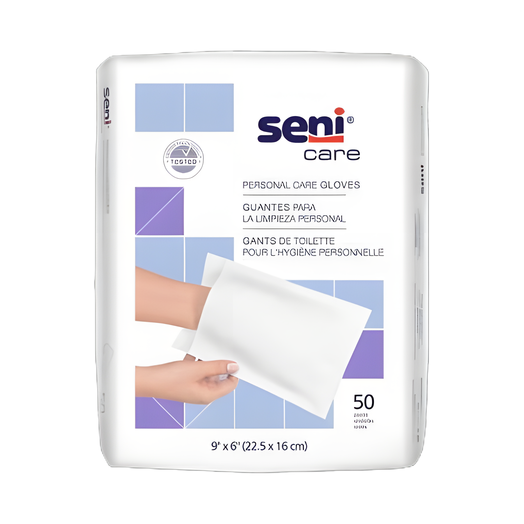 Seni Care Wash Glove 6x9 Inch White Disposable Nonwoven for Sensitive Skin
