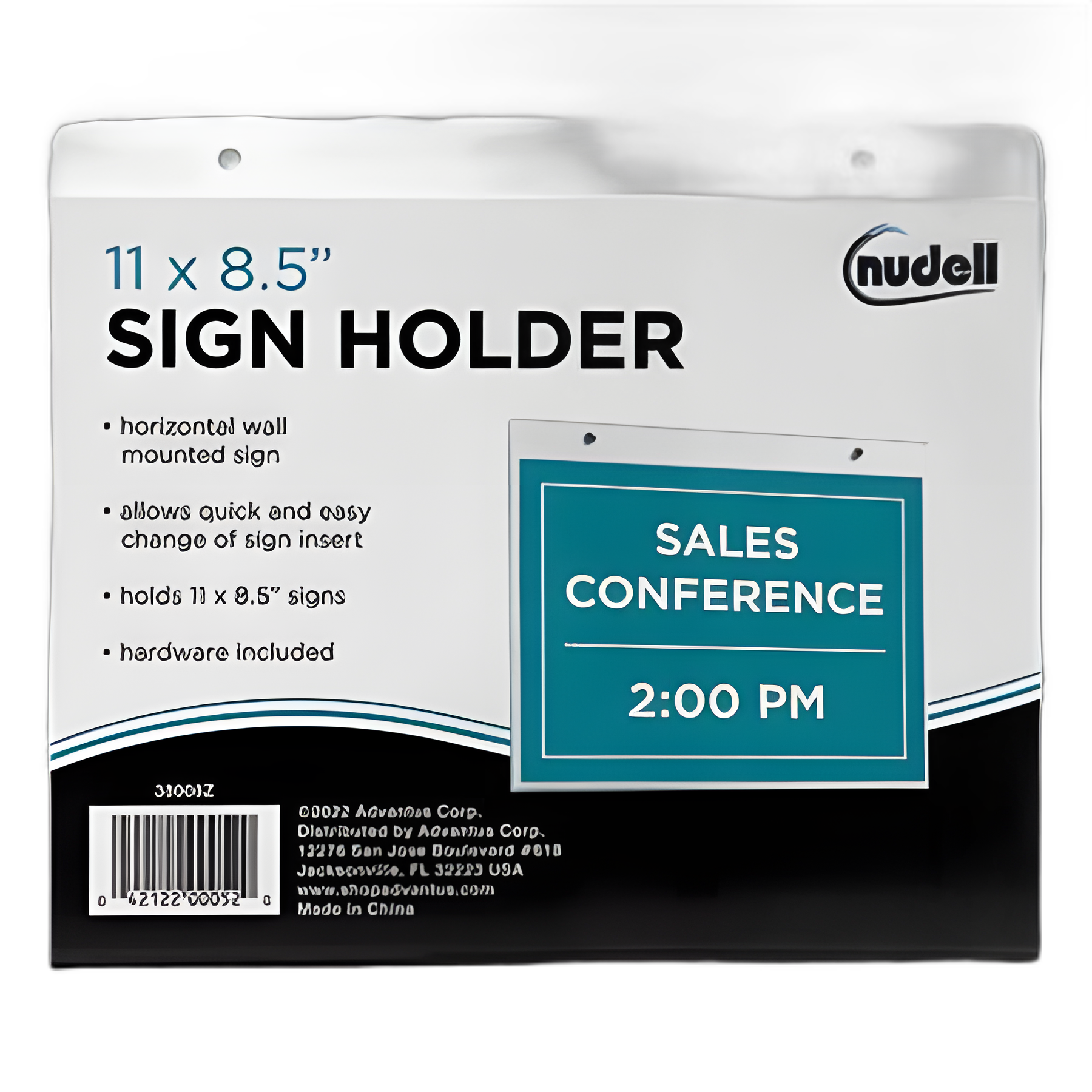 Clear Plastic Horizontal-Orientation Wall Sign Holder with Mounting Screws, Quick-Change Insert System, 11 x 8.5 Insert