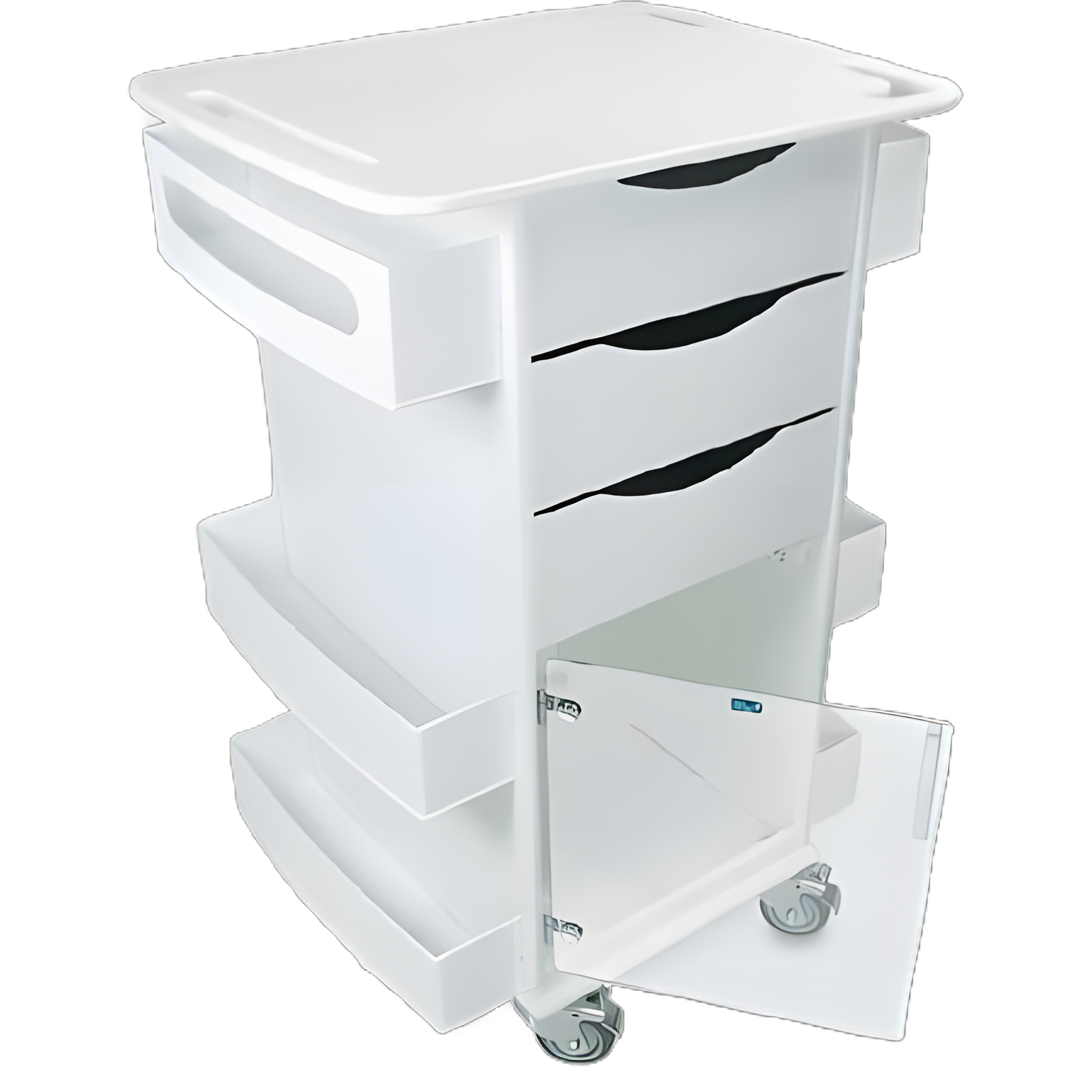 TrippNT Deluxe Medical Cart - High Density Polyethylene, ABS, PETG, 19x23x35 Inch, White