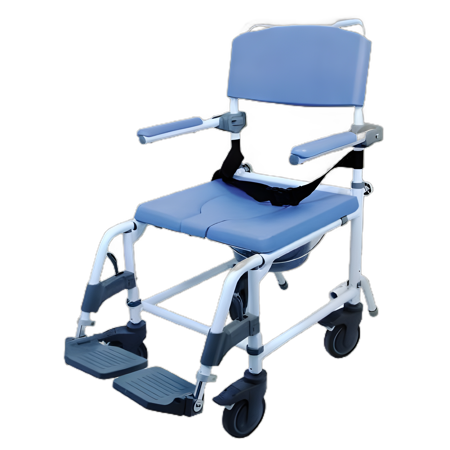 Healthline EZee Life Aluminum Commode/Shower Chair with Padded Flip-Back Arms, 22 Inch Seat Width, 440 lbs. Capacity