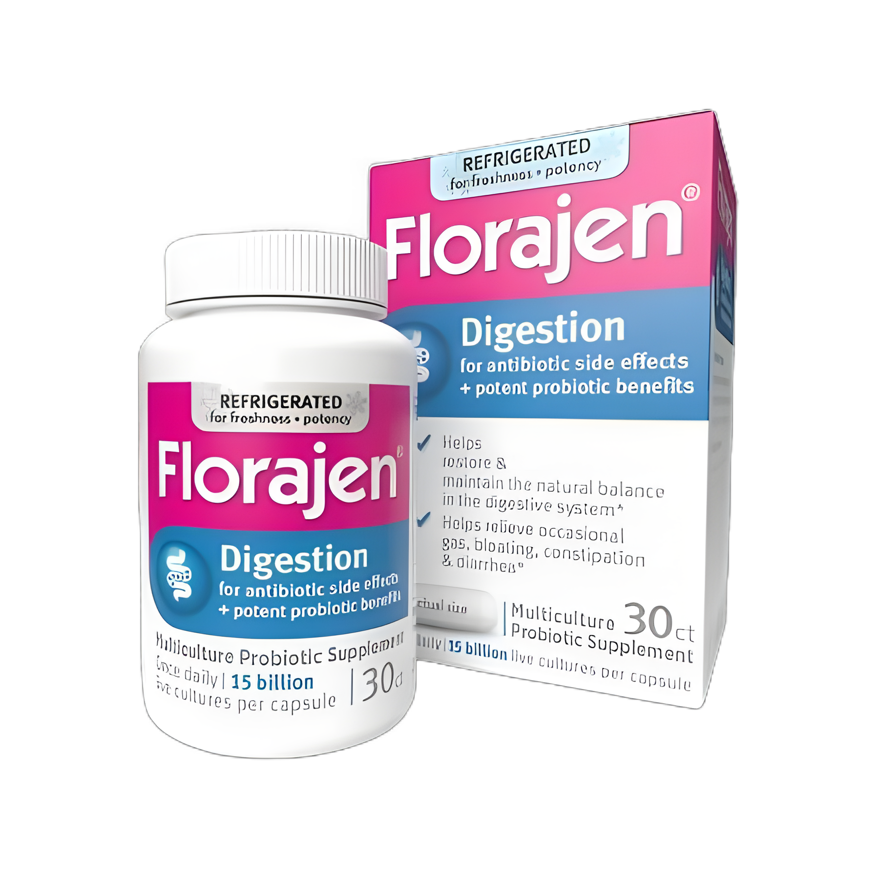 Probiotic Dietary Supplement Florajen® Digestion 30 per Bottle Capsule